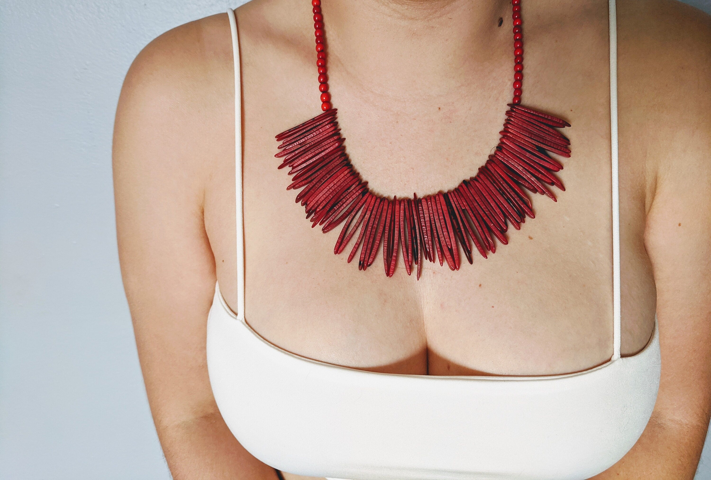 Boho Beaded Spike Necklace.