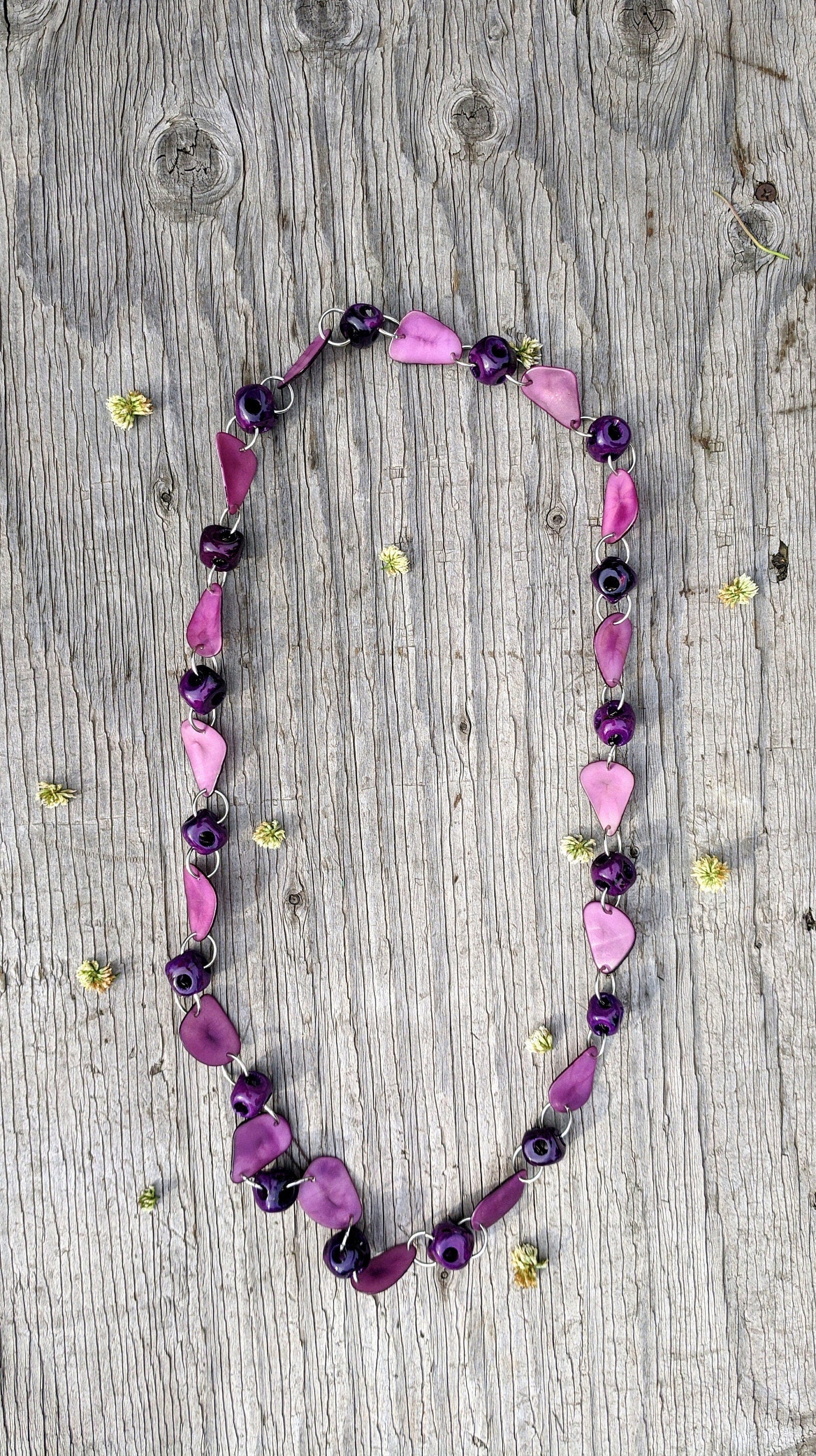 Handmade Long Tagua Nut Necklace.