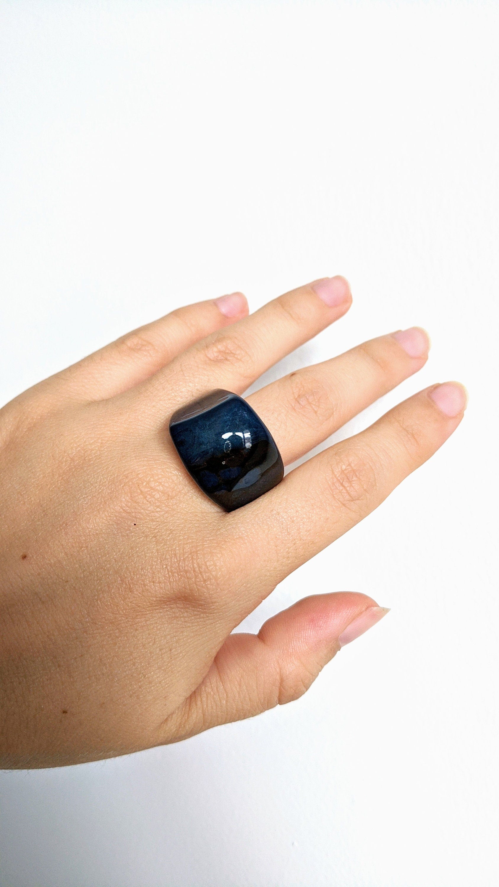 One of a kind hand painted ring. Chunky boho ring. exclusive ring Handmade Tagua nut jewelry. Statement ring perfect for mother's day gift