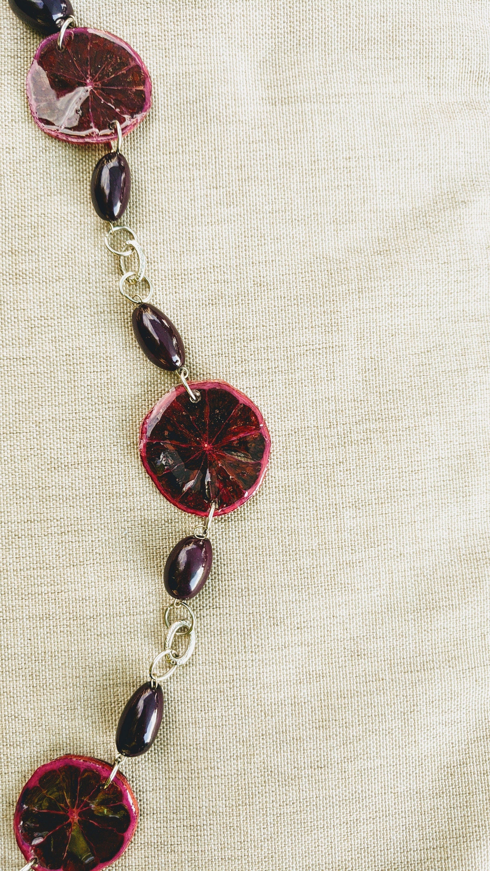 Long Lemon Retro Vintage Inspired Necklace.