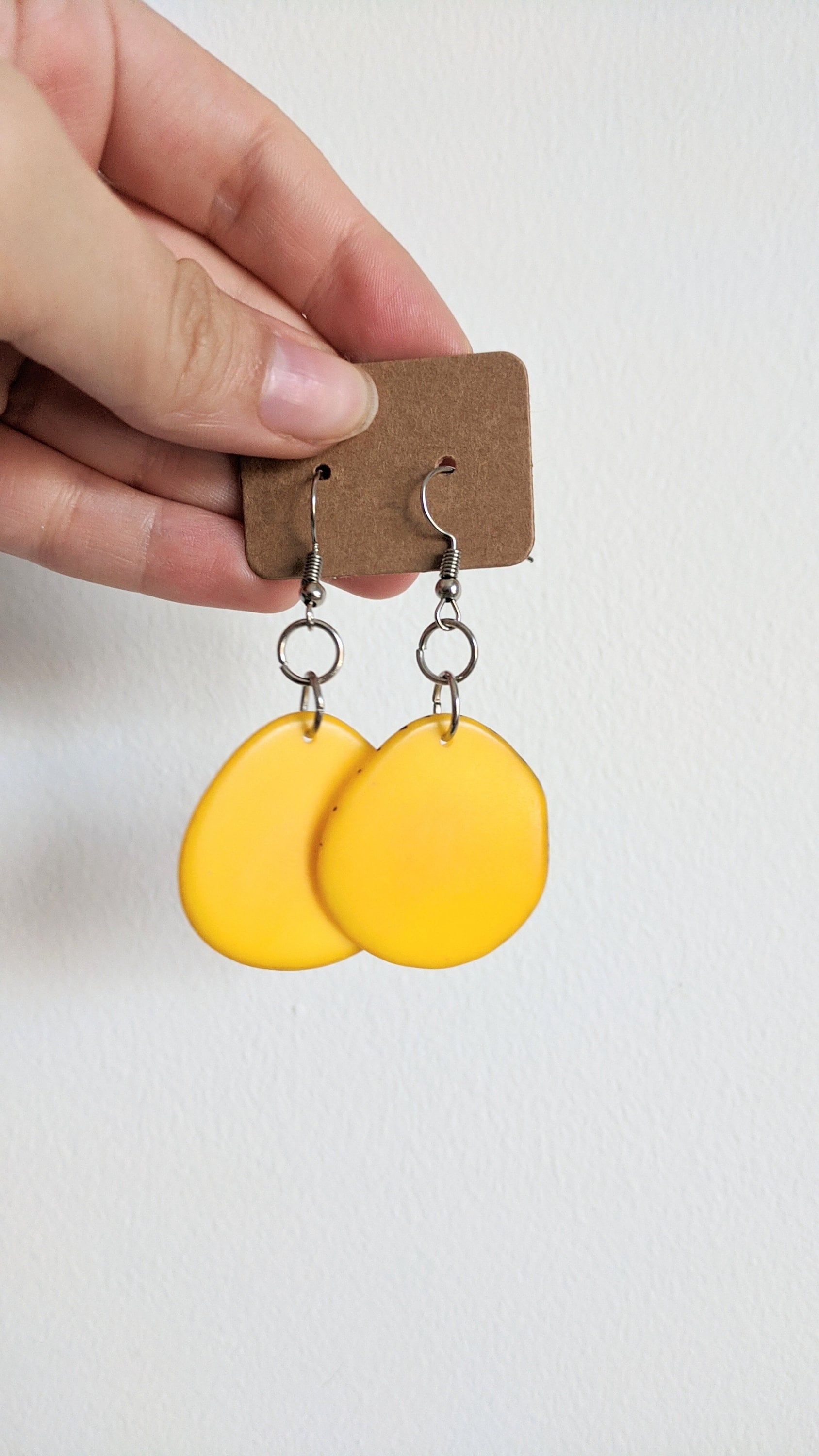 Folk style yellow earrings.