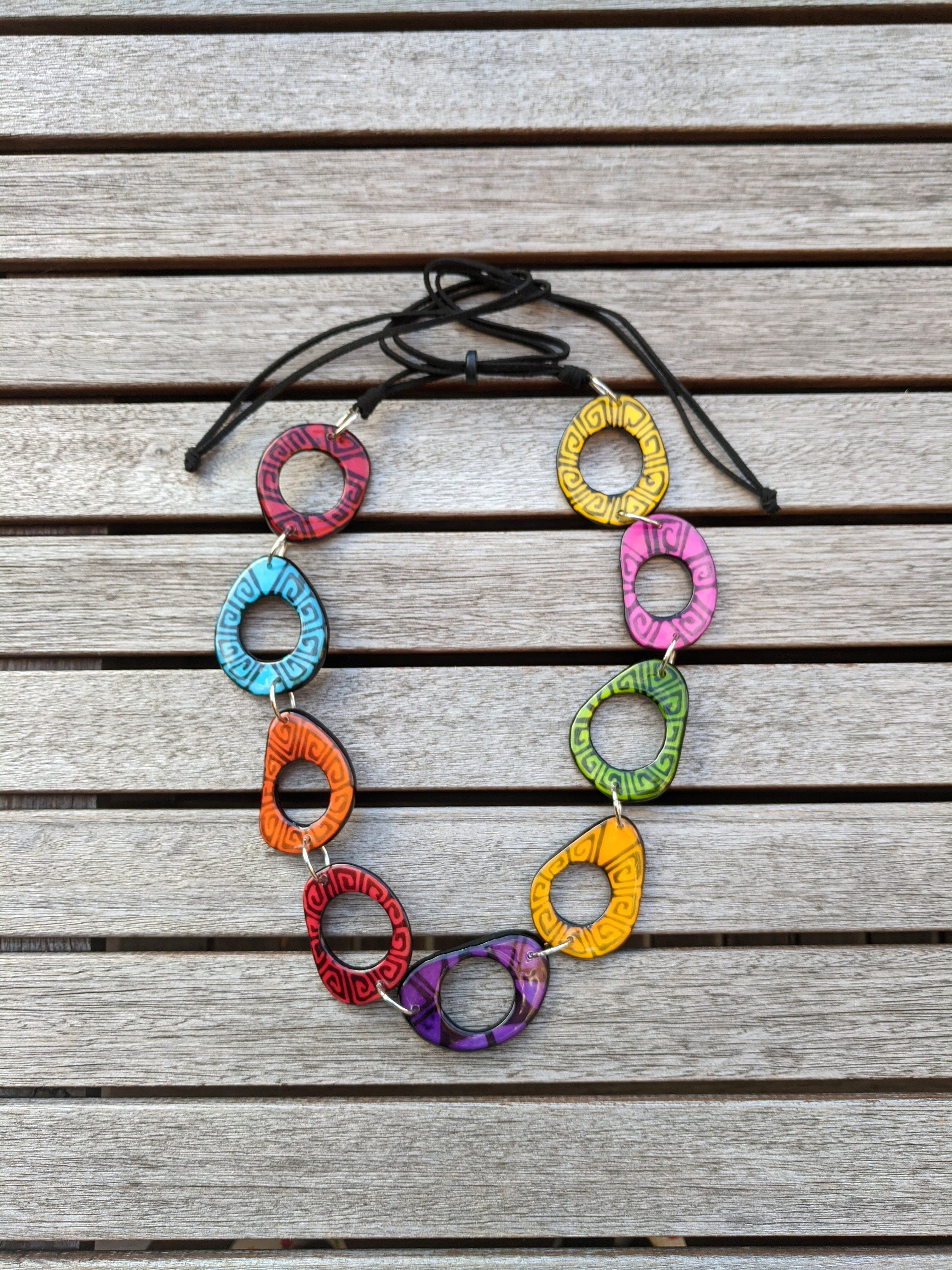 Colorful Tagua Nut Necklace.