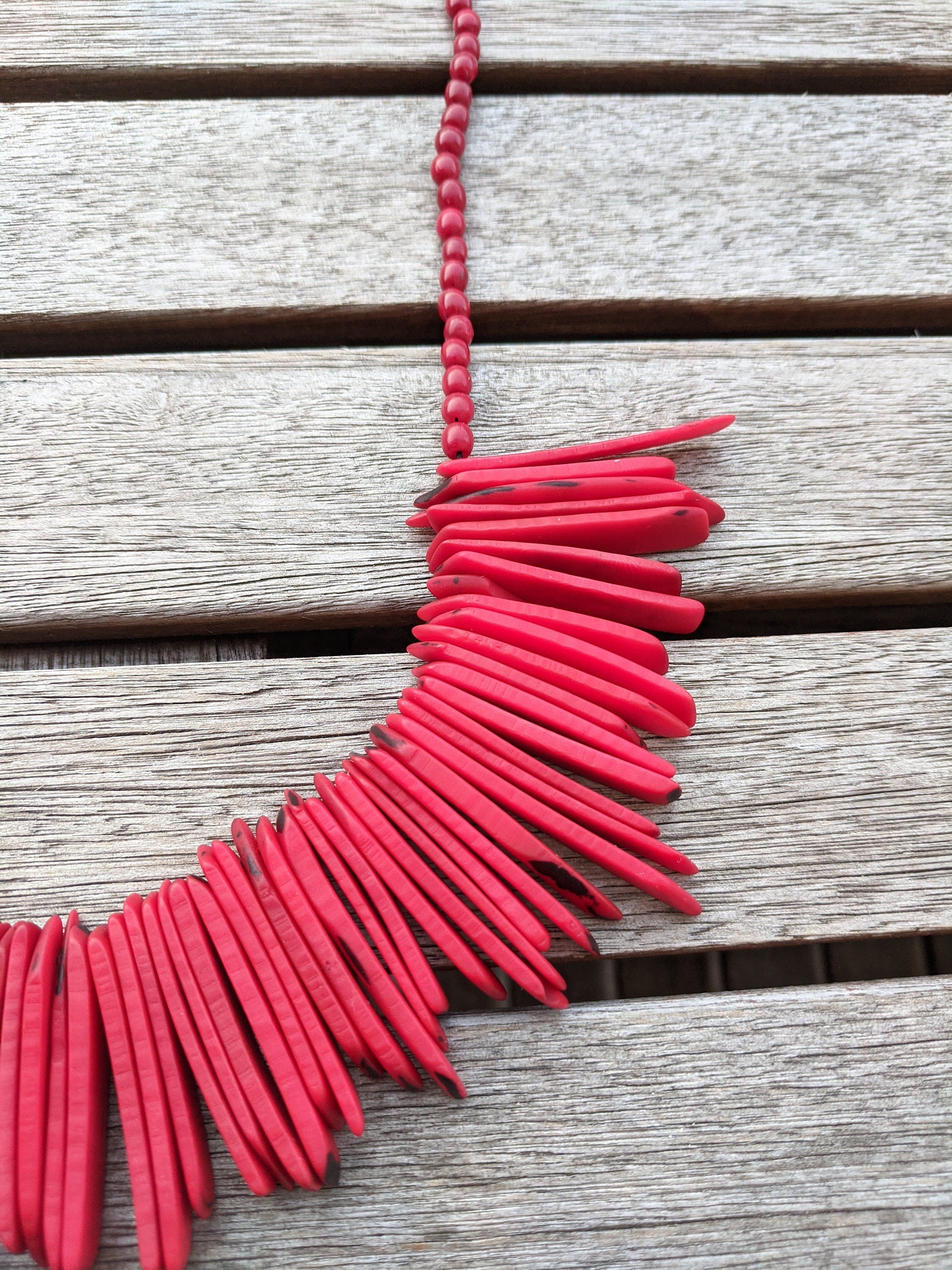 Boho Beaded Spike Necklace.