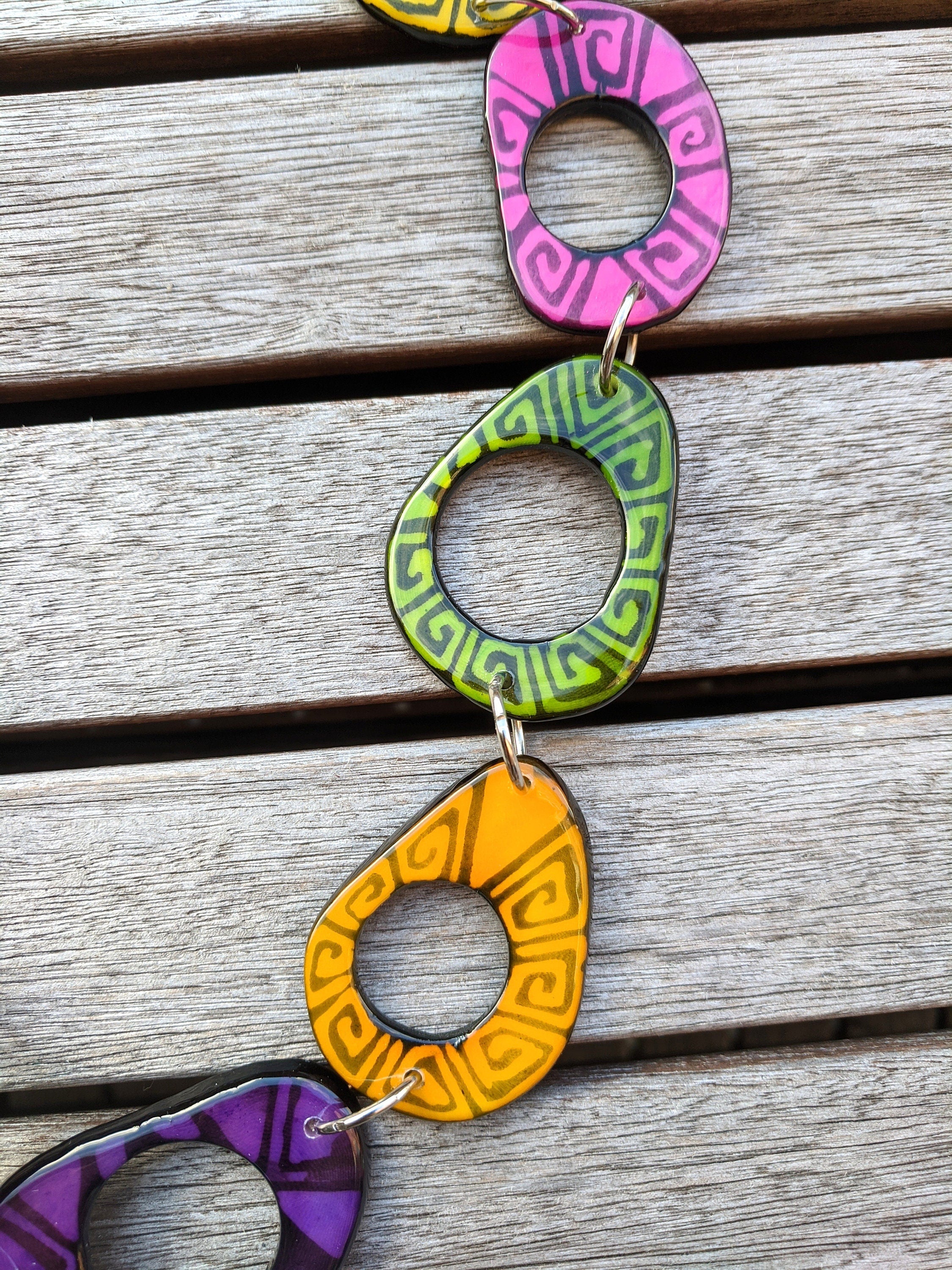 Colorful Tagua Nut Necklace.
