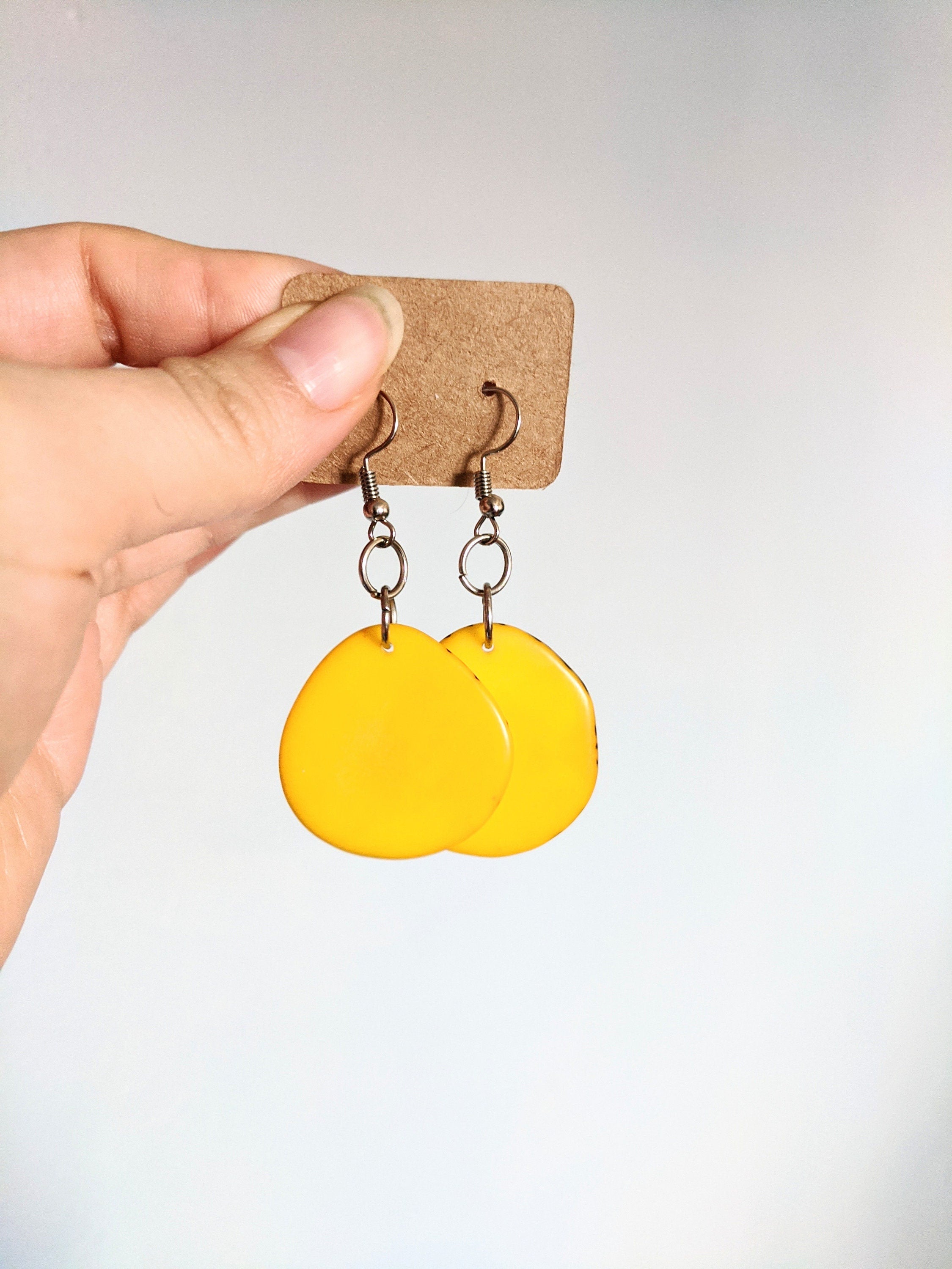 Folk style yellow earrings.