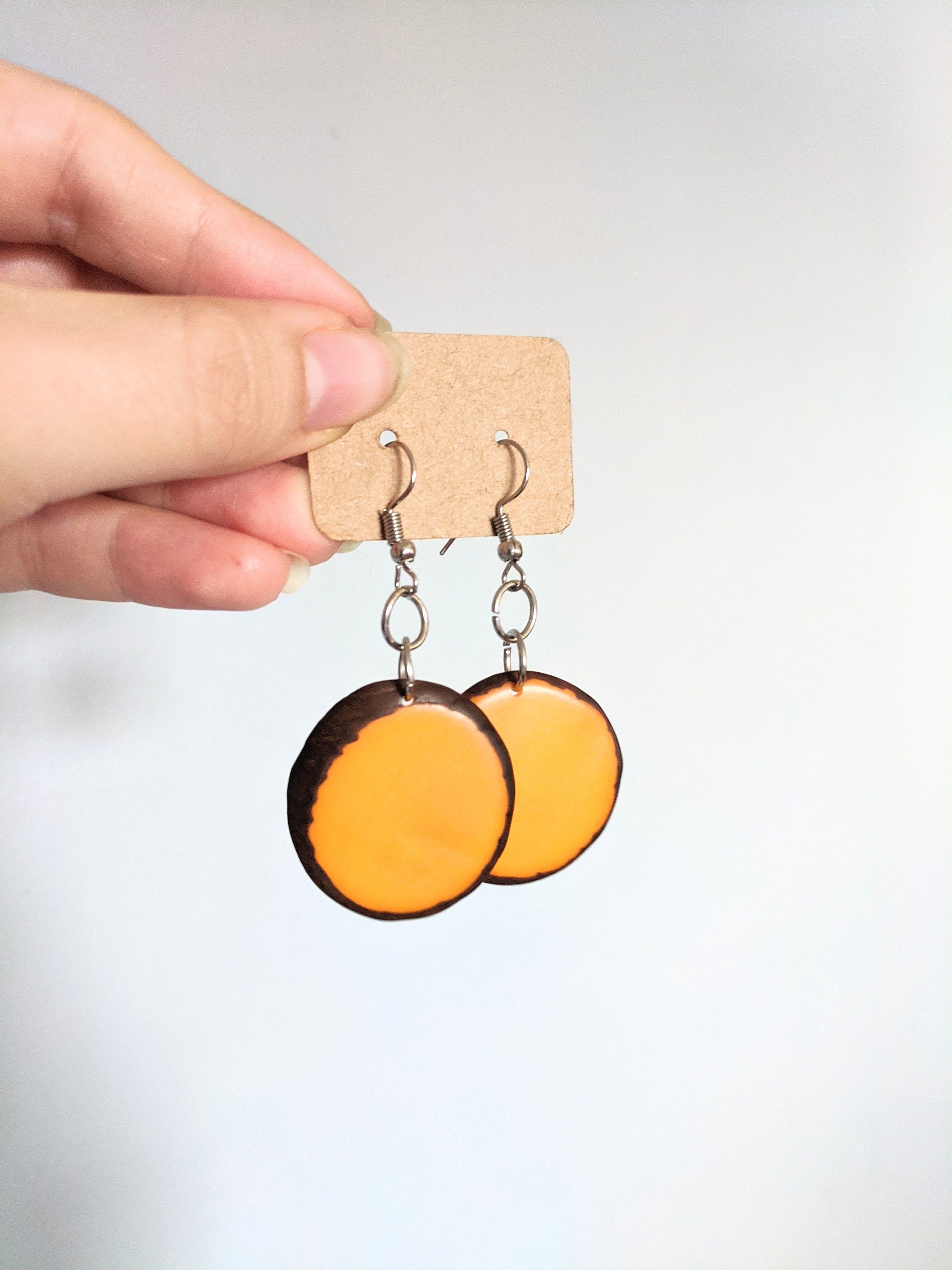 Folk style yellow earrings.