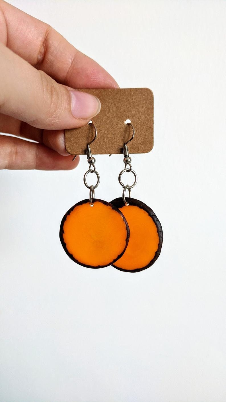 Folk style yellow earrings.