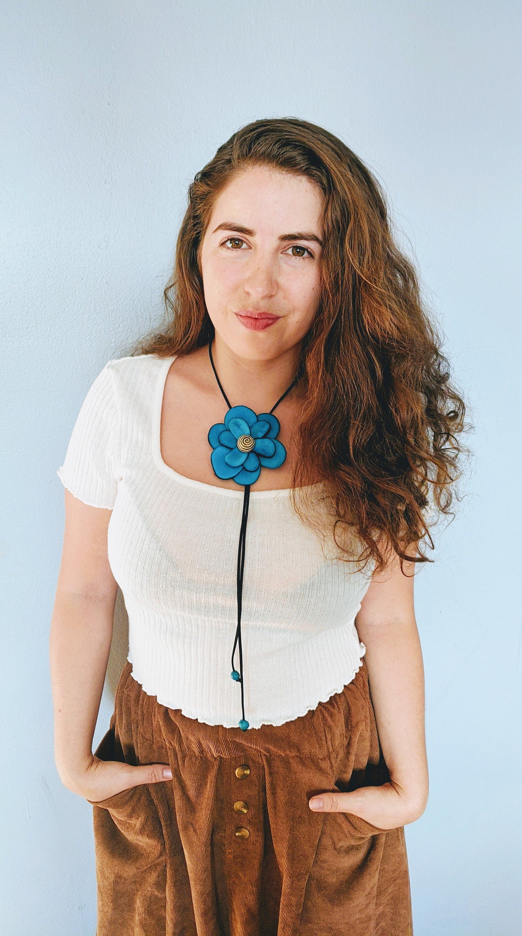 Handmade Floral Tie Necklace.