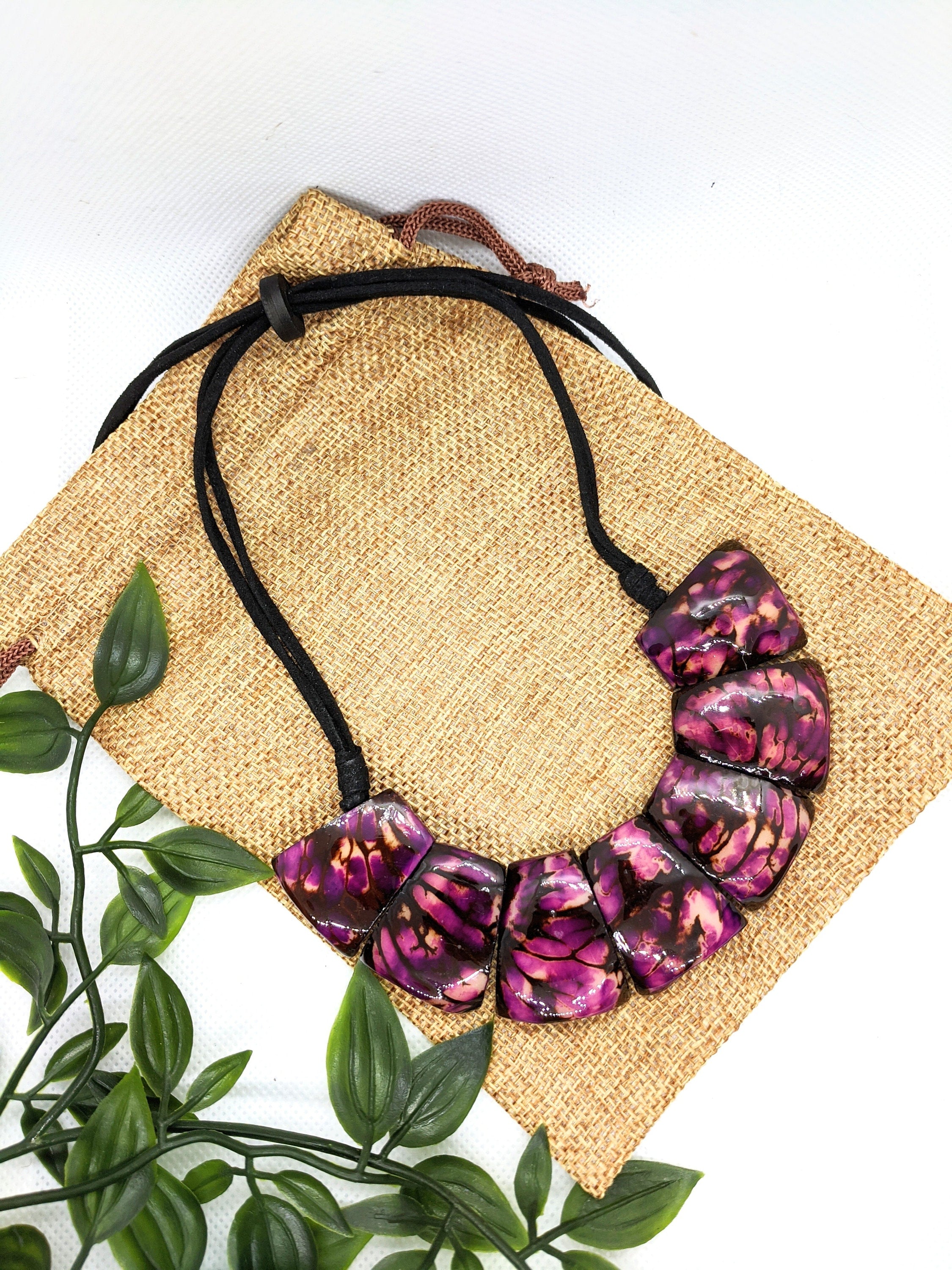 Tagua nut colorful choker.