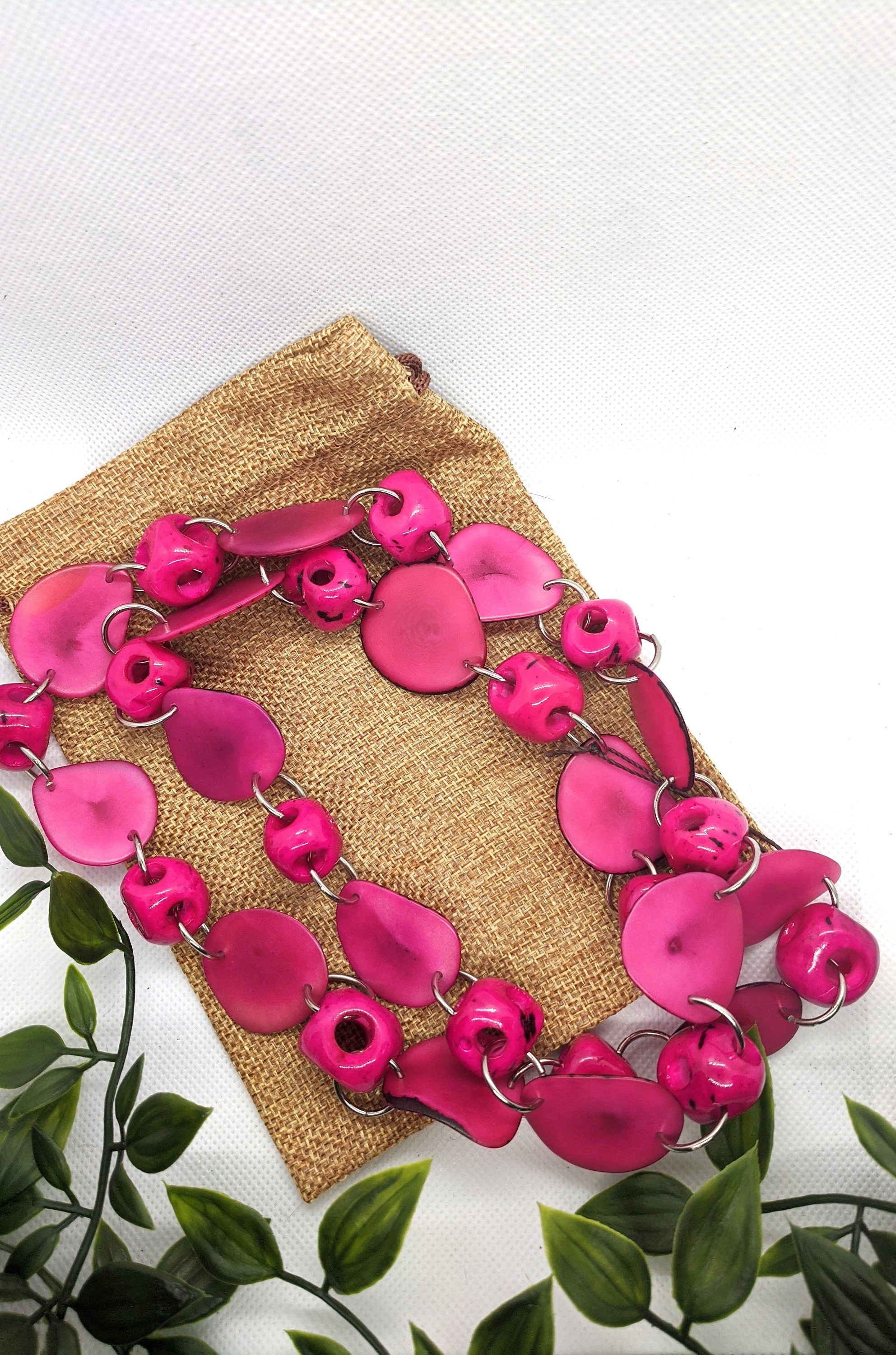 Handmade Long Tagua Nut Necklace.