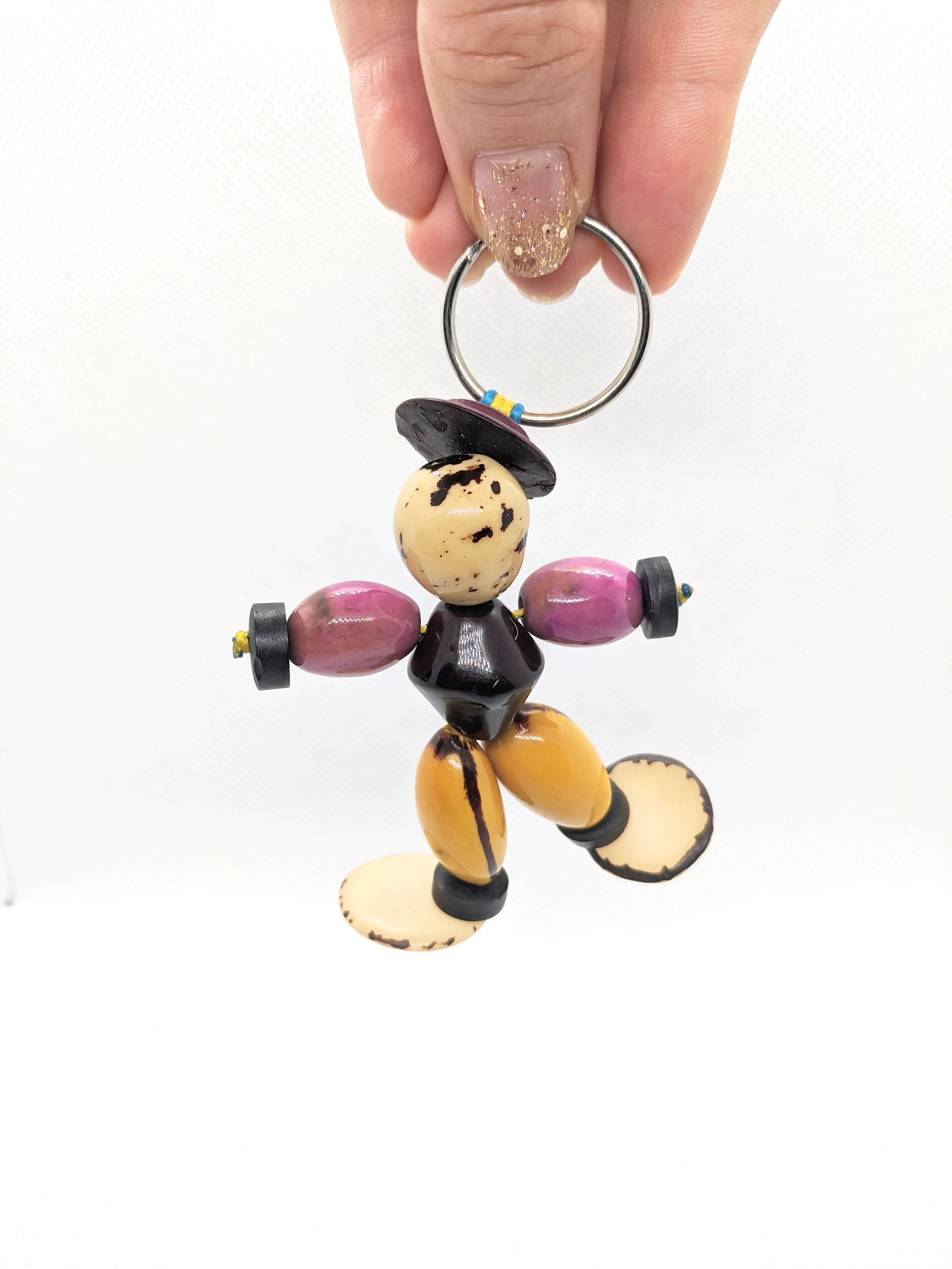 Picasso keychain, handmade Doll keychain, Vegetal Ivory key holder. gift for art lovers, artistic keychain, geometric cubism art keychain