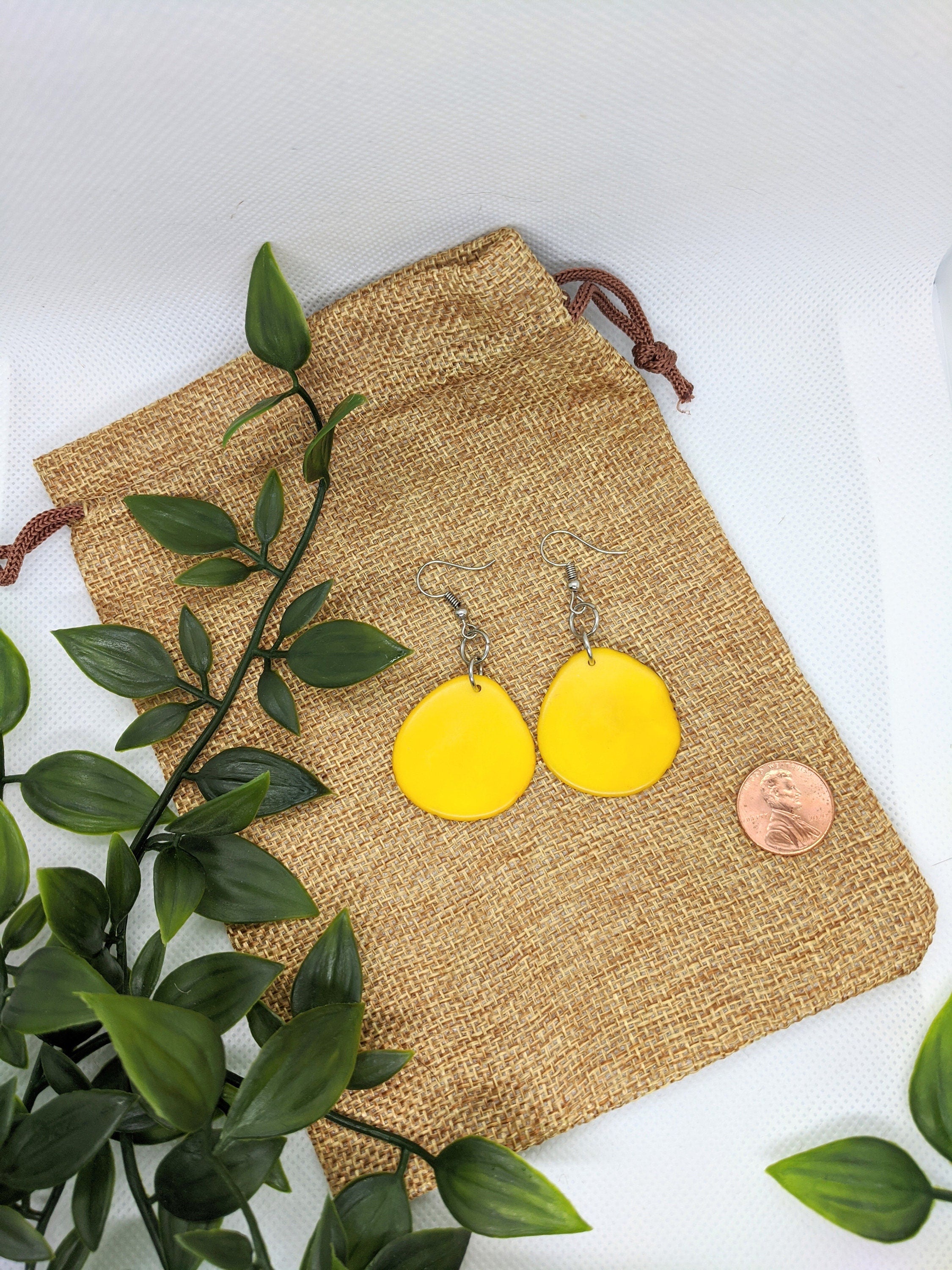 Folk style yellow earrings.