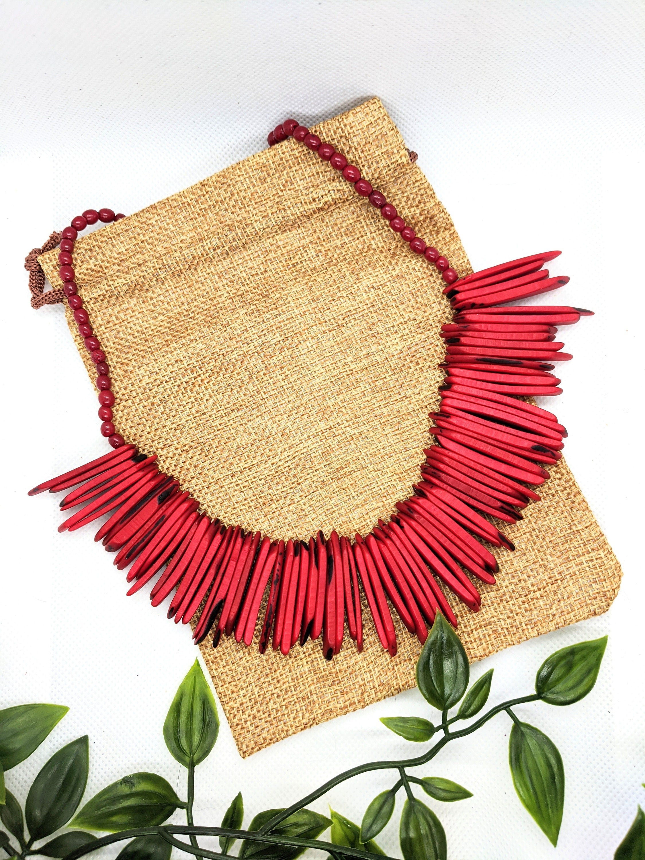 Boho Beaded Spike Necklace.