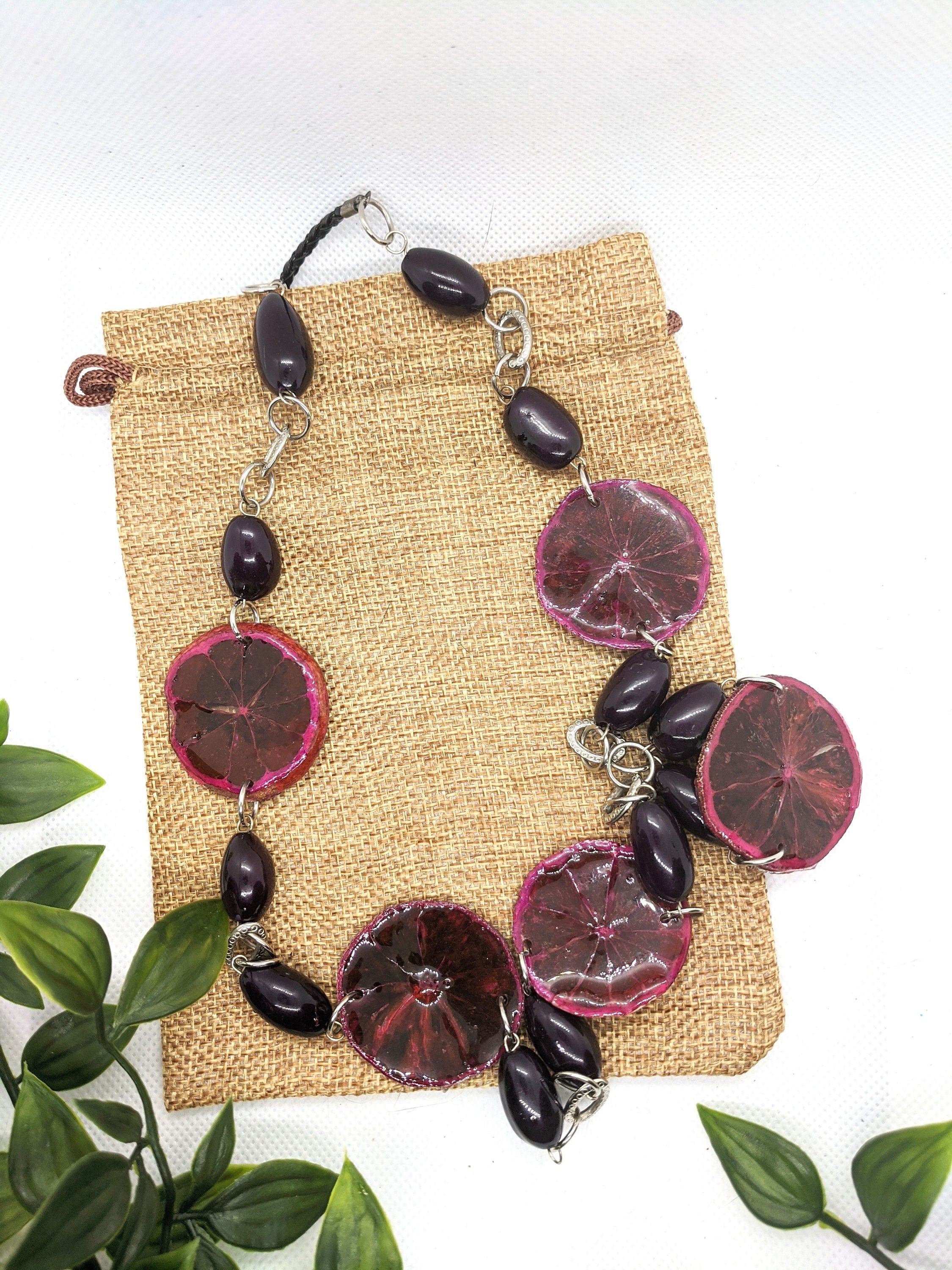 Long Lemon Retro Vintage Inspired Necklace.