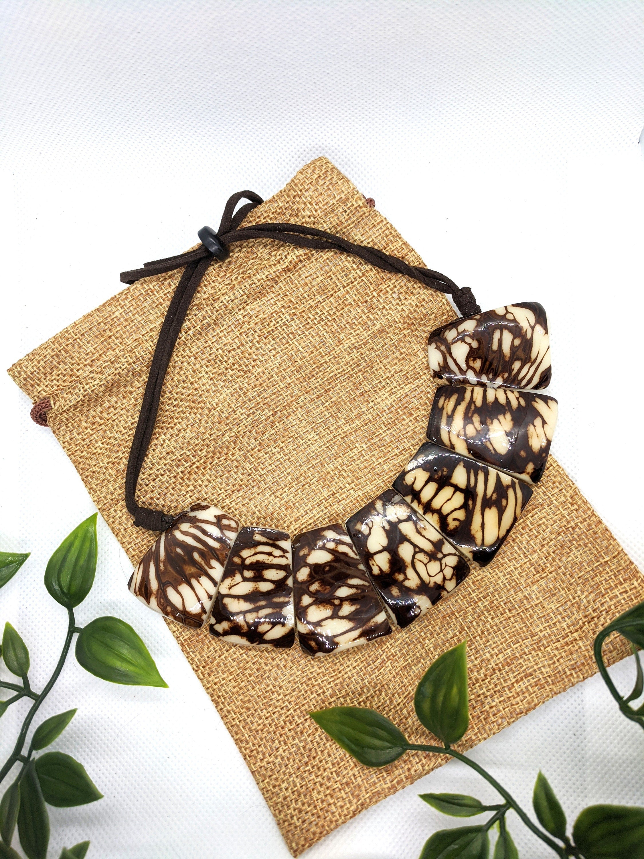 Tagua nut colorful choker.