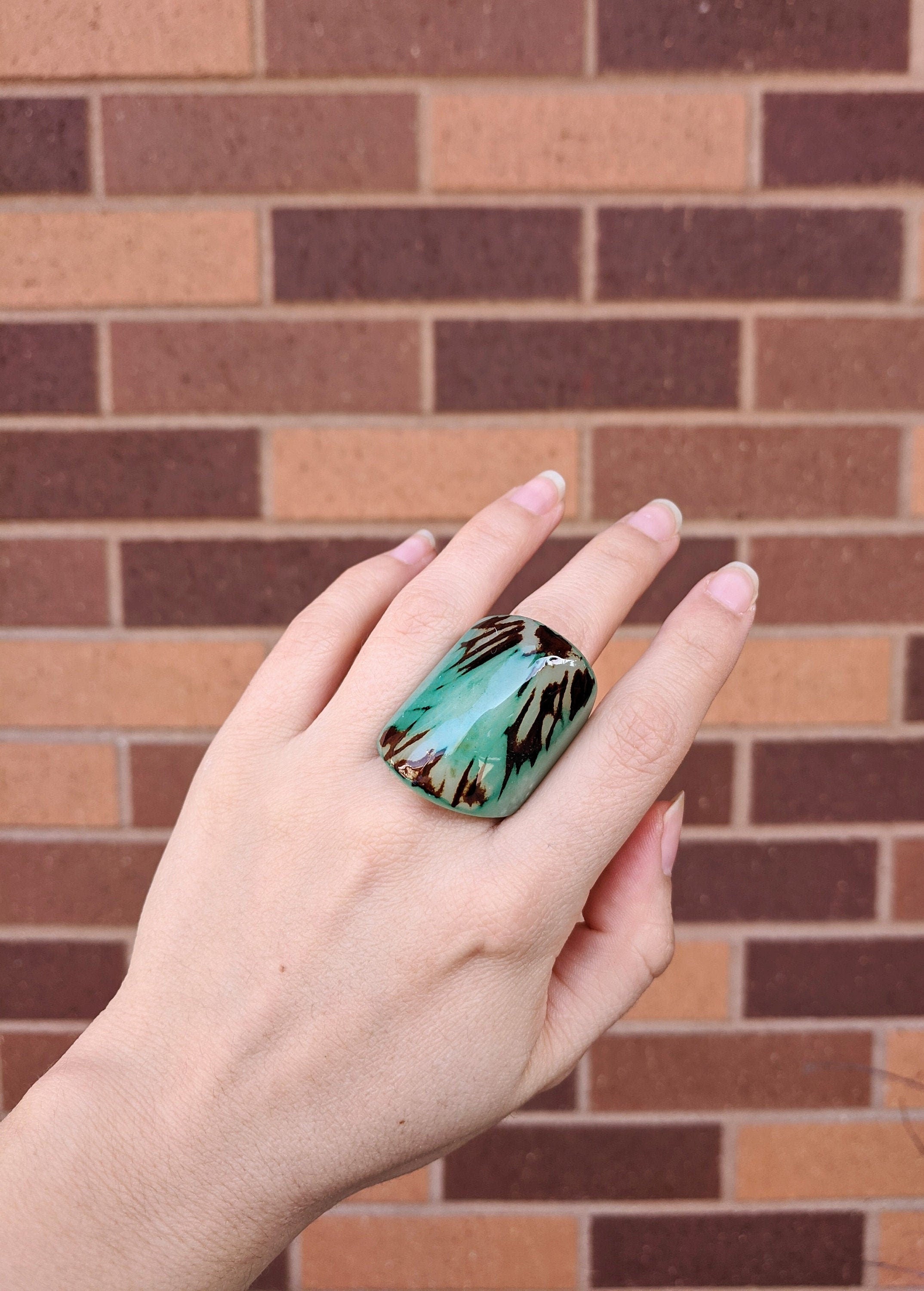 Sea Green Colored Big Ring.