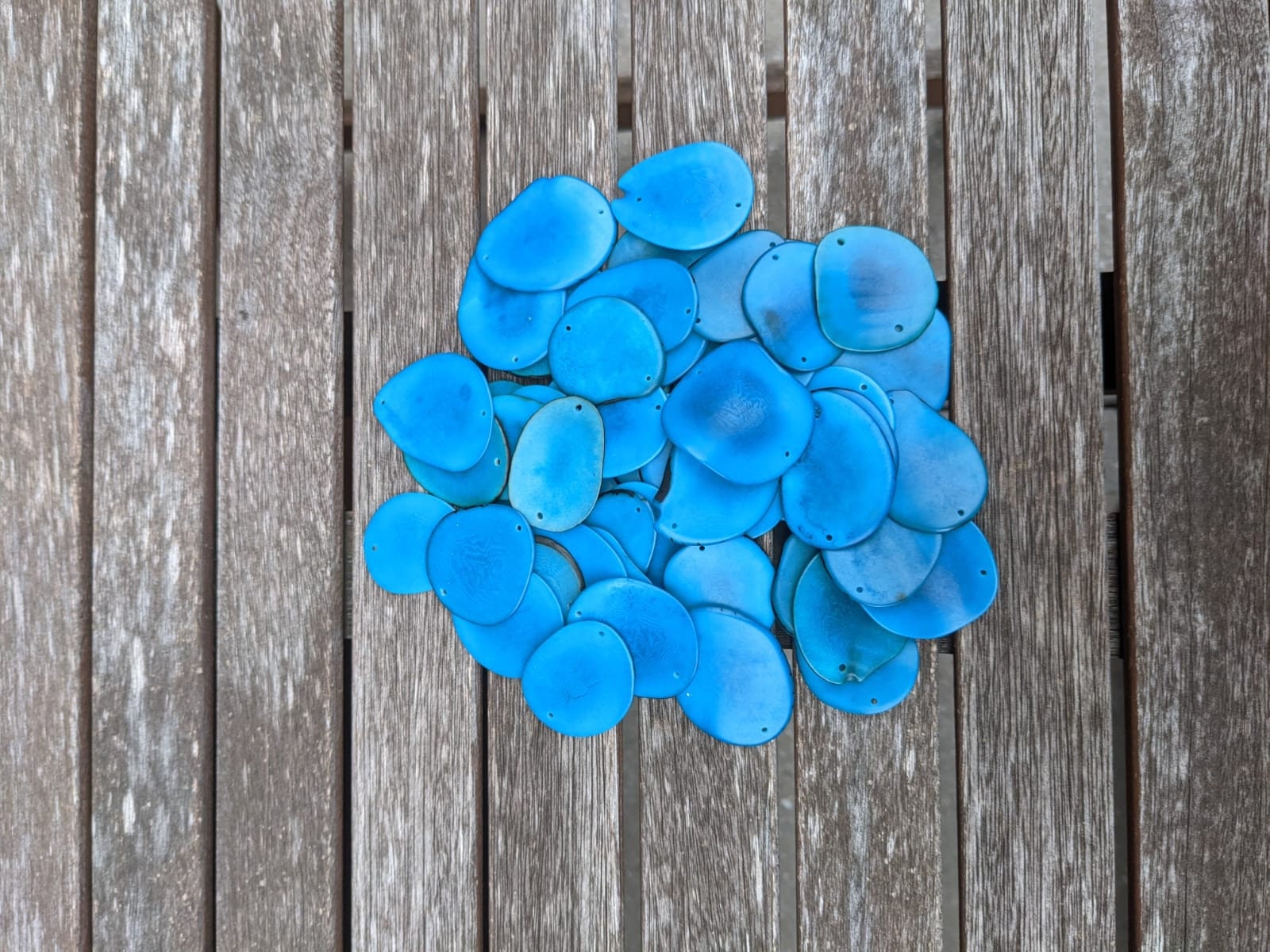Blue Tagua Nut Beads: 15 Vegetal Ivory Jewelry Making Supplies
