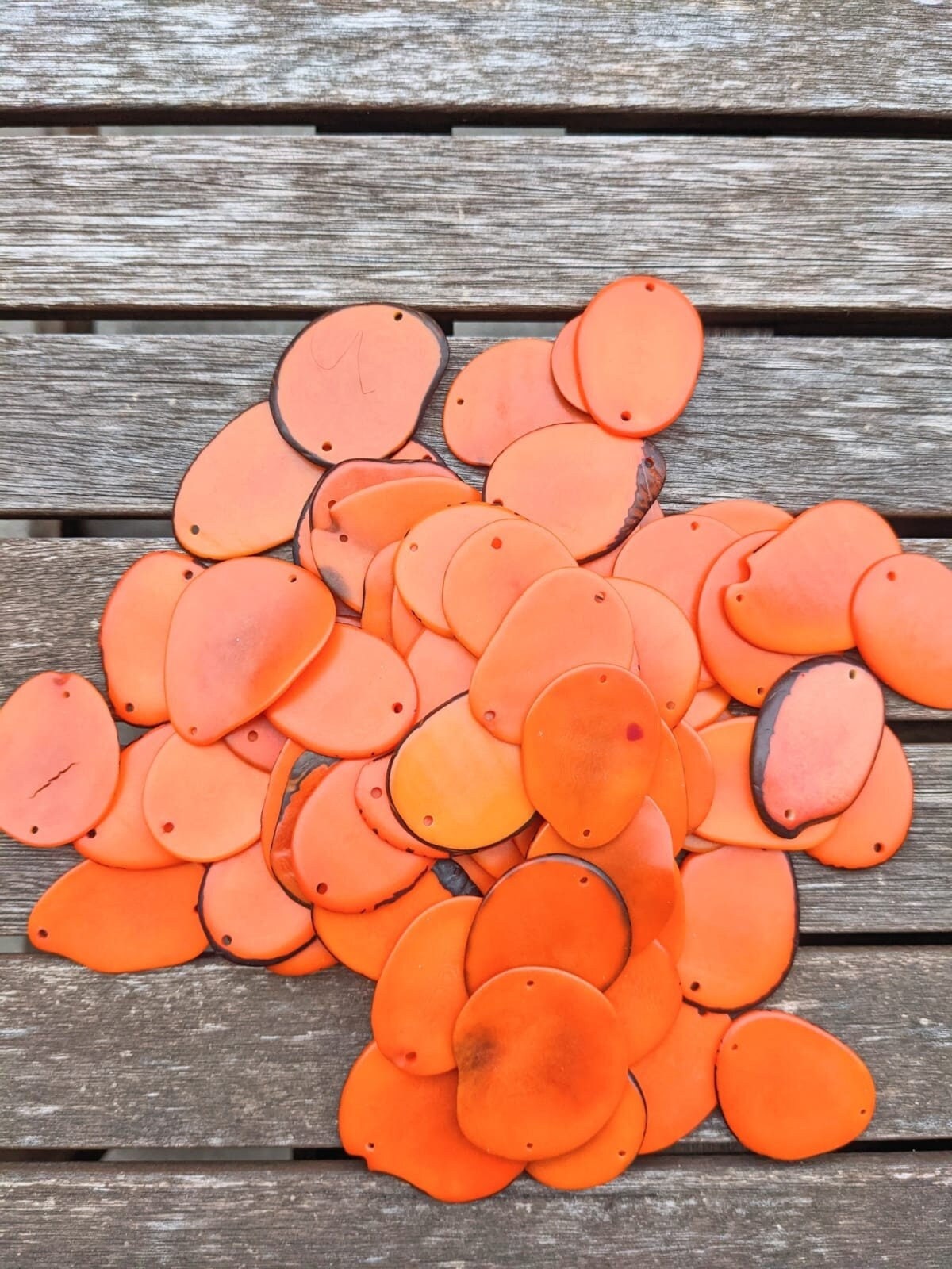 Orange Tagua Nut Beads: Natural Jewelry Making Slices (15pcs)
