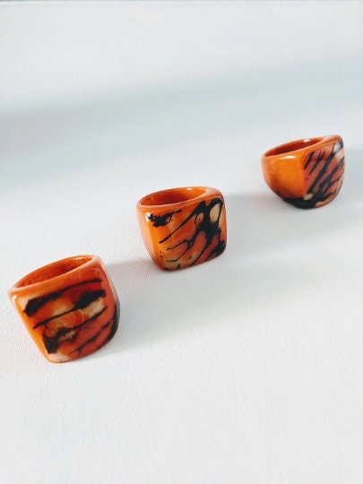 Bright Orange Tagua Ring.