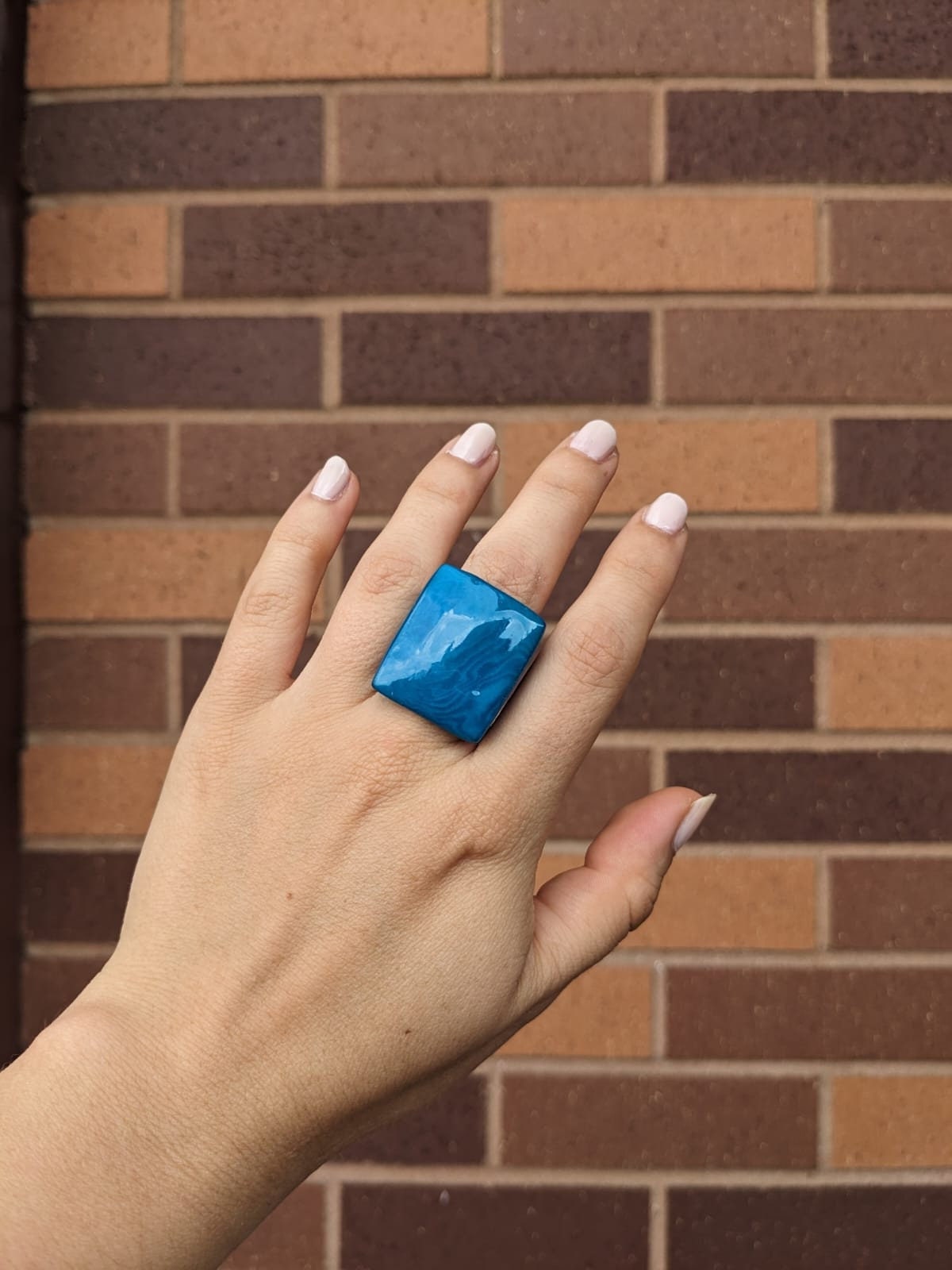 Blue Boho Statement Ring – Aquamarine Tagua Nut Jewelry.