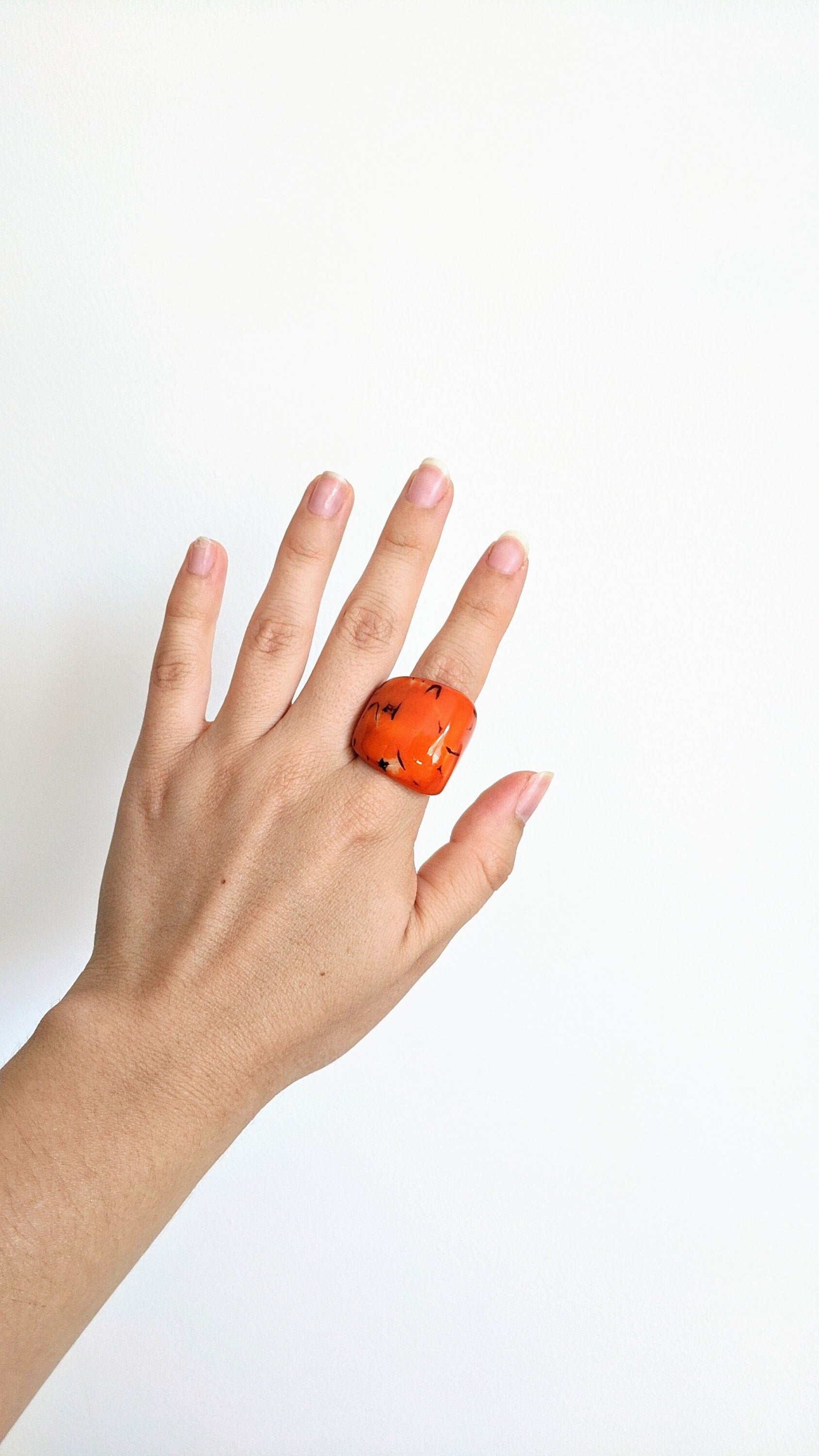 Bright Orange Tagua Ring.