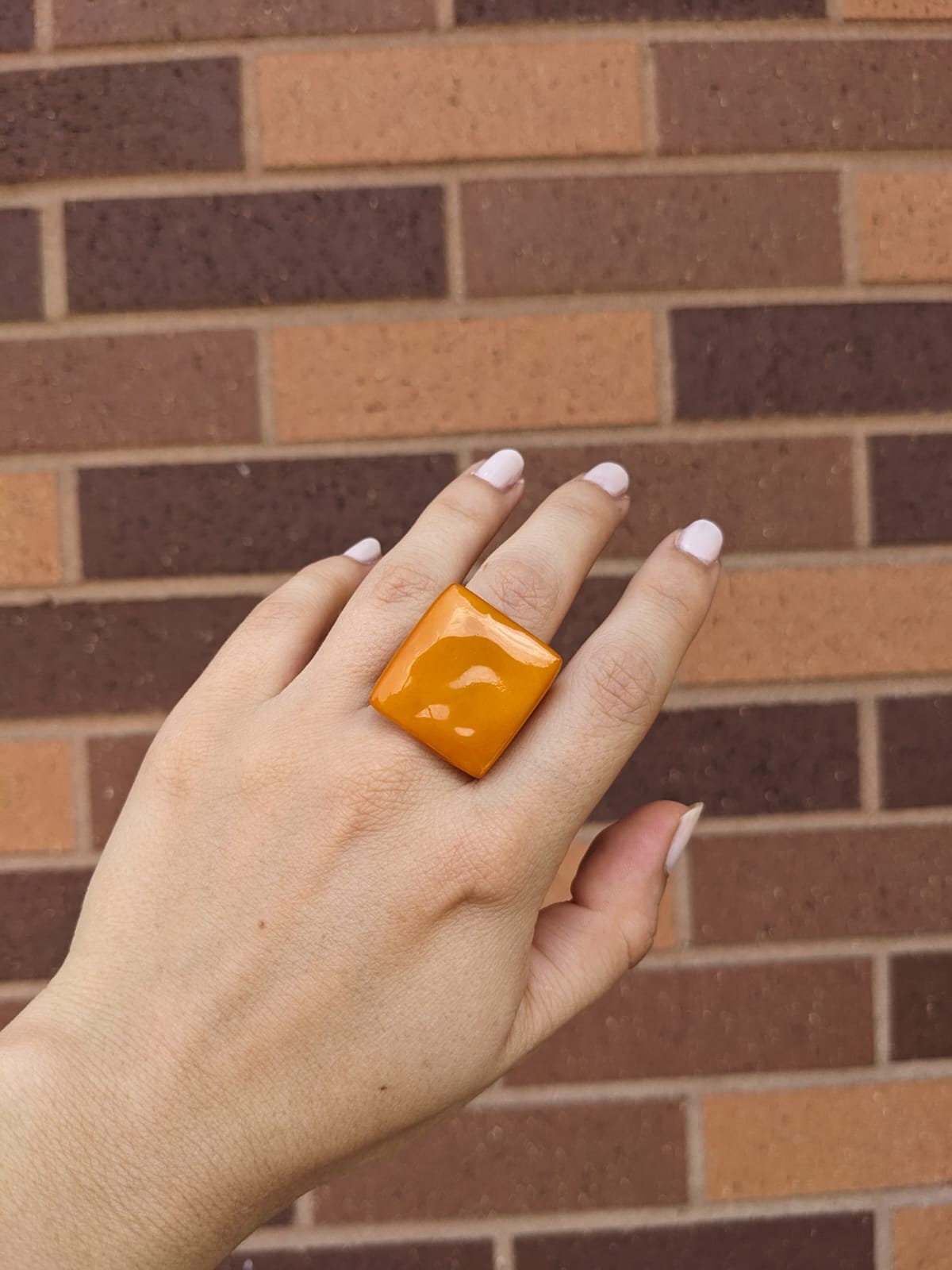 Chunky Yellow Tagua Nut Statement Ring.