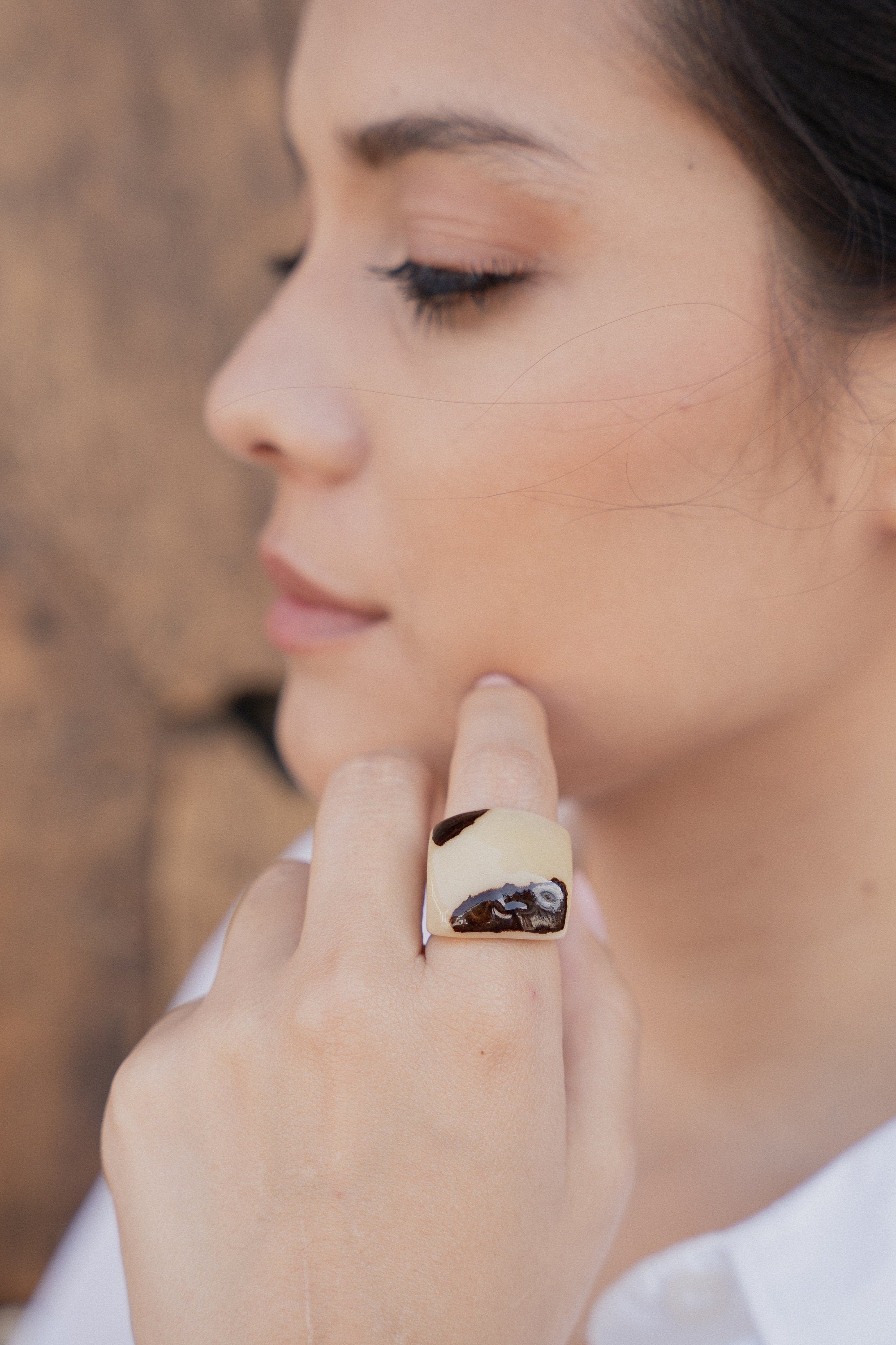 Elegant White Artistic Ring.