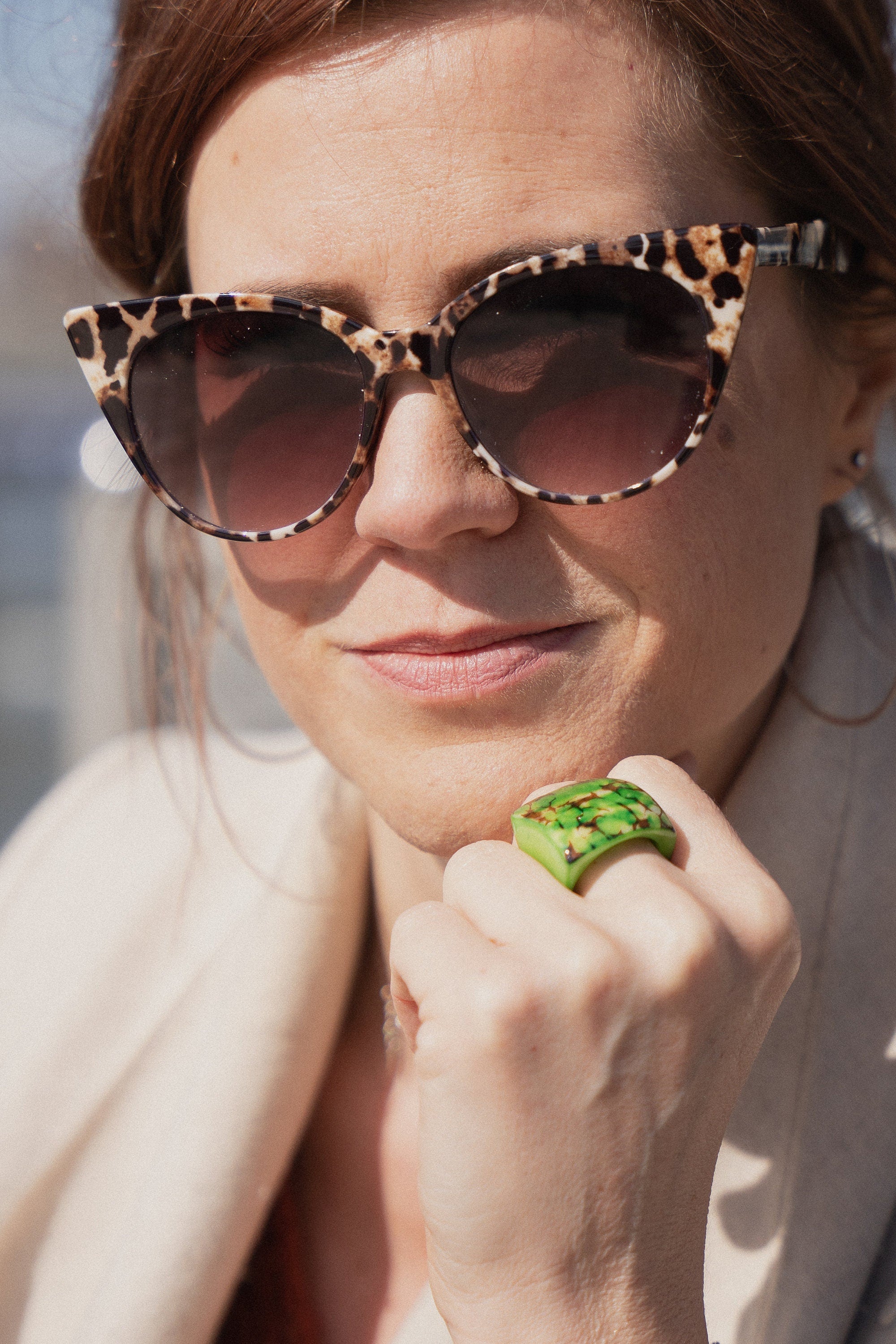 Large Bold Green Tagua Nut Ring.