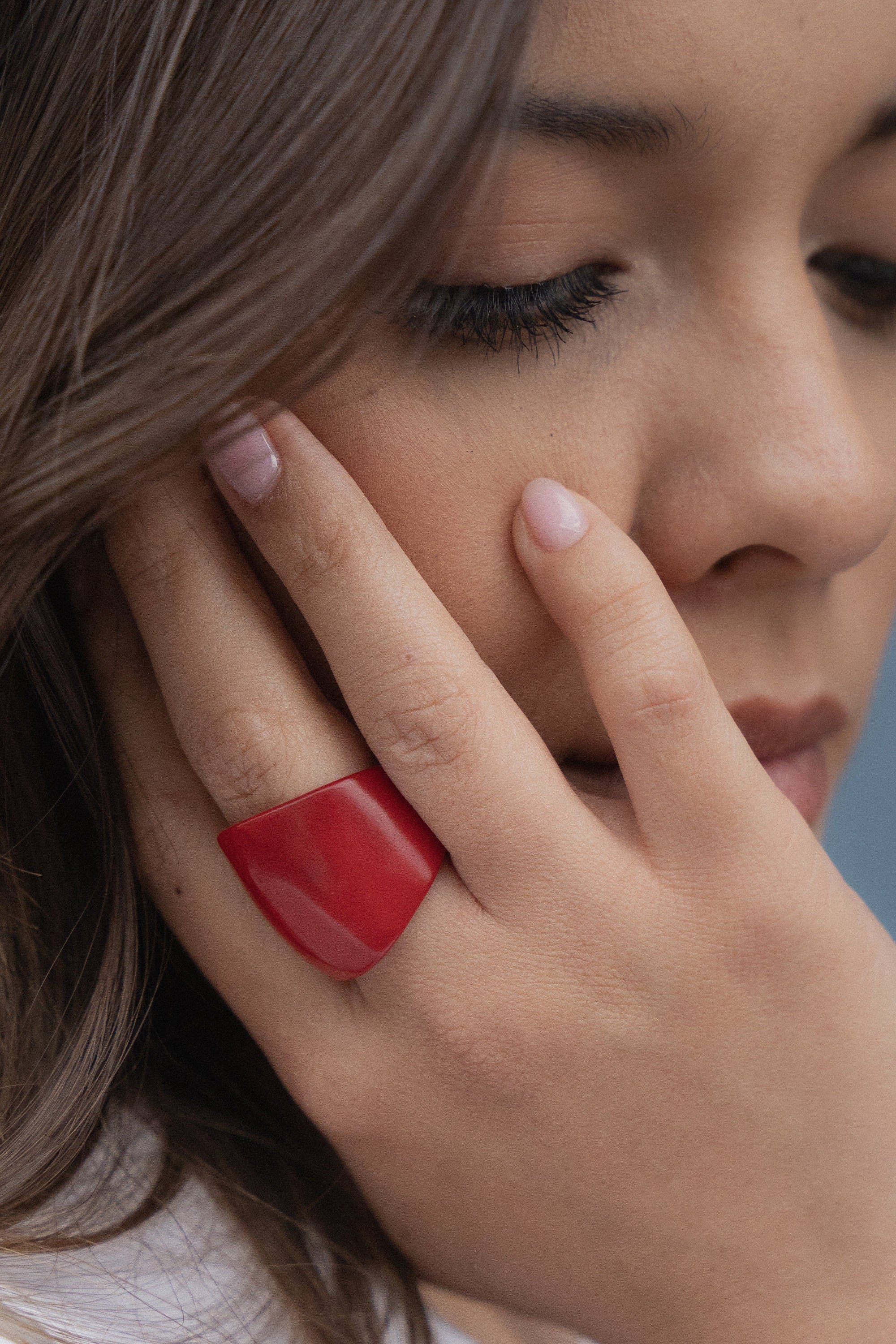 Matte Red Tagua Nut Ring.