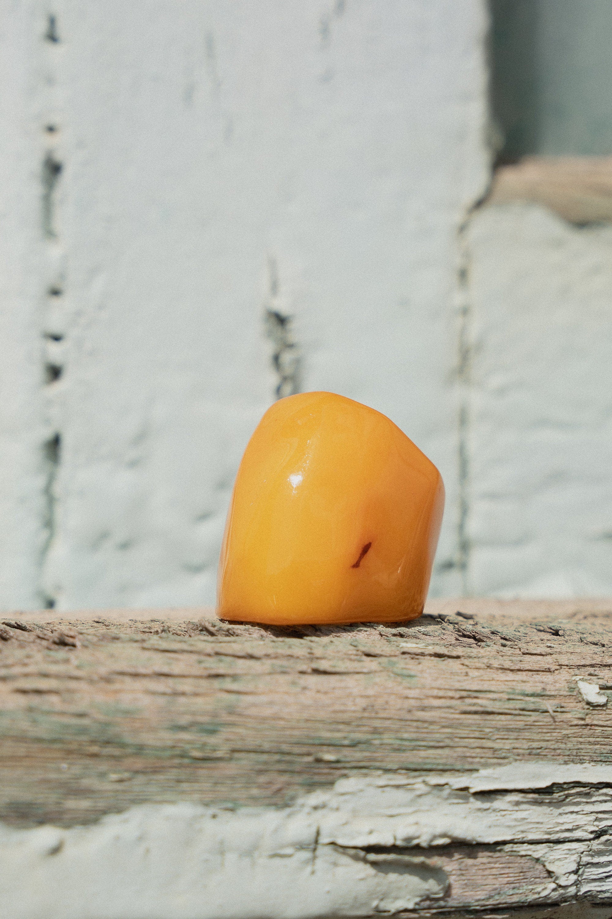 Chunky Yellow Tagua Nut Statement Ring.
