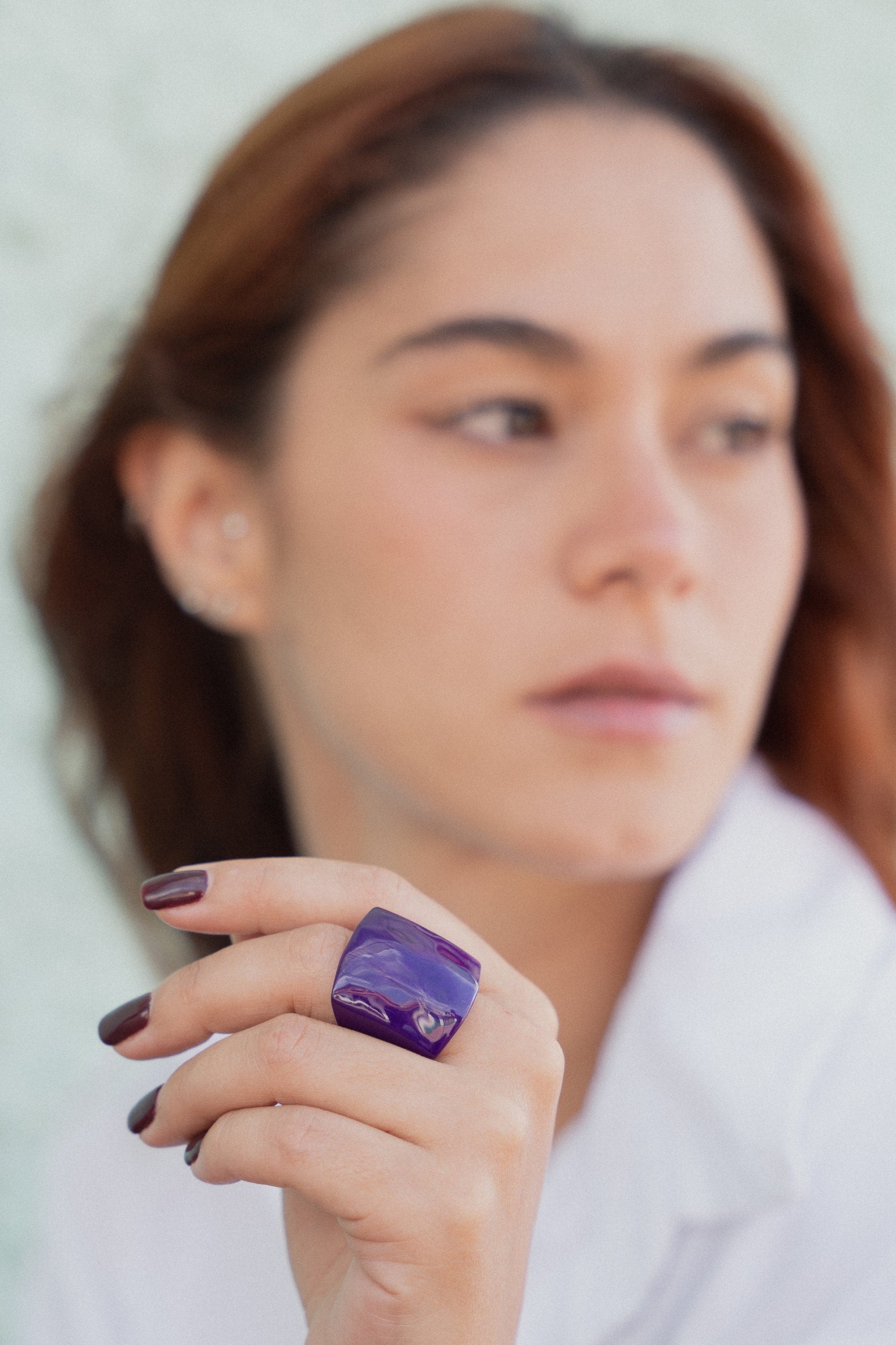 Purple Tagua Nut Statement Ring.