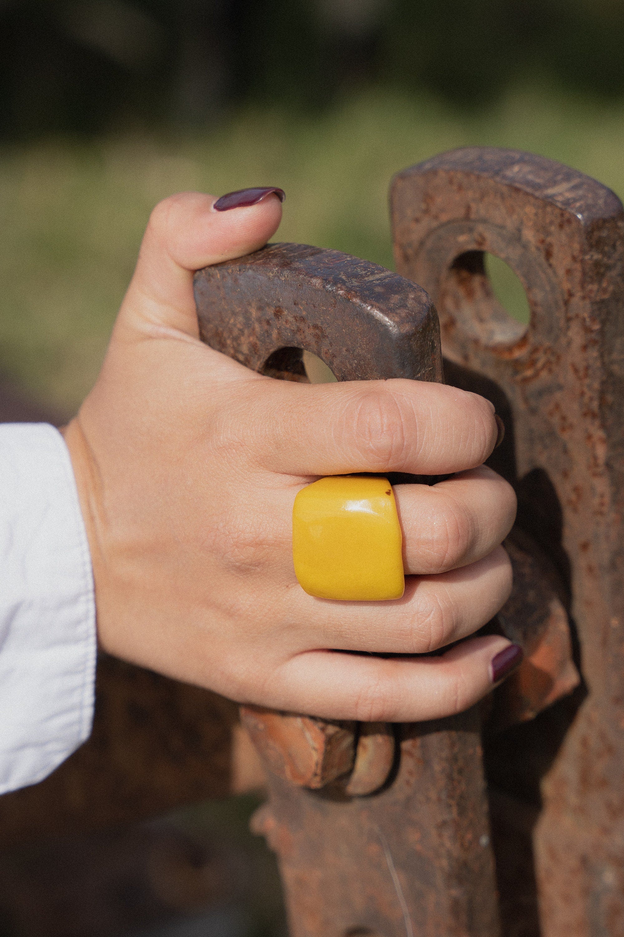 Glossy Canary Yellow Tagua Nut Ring.
