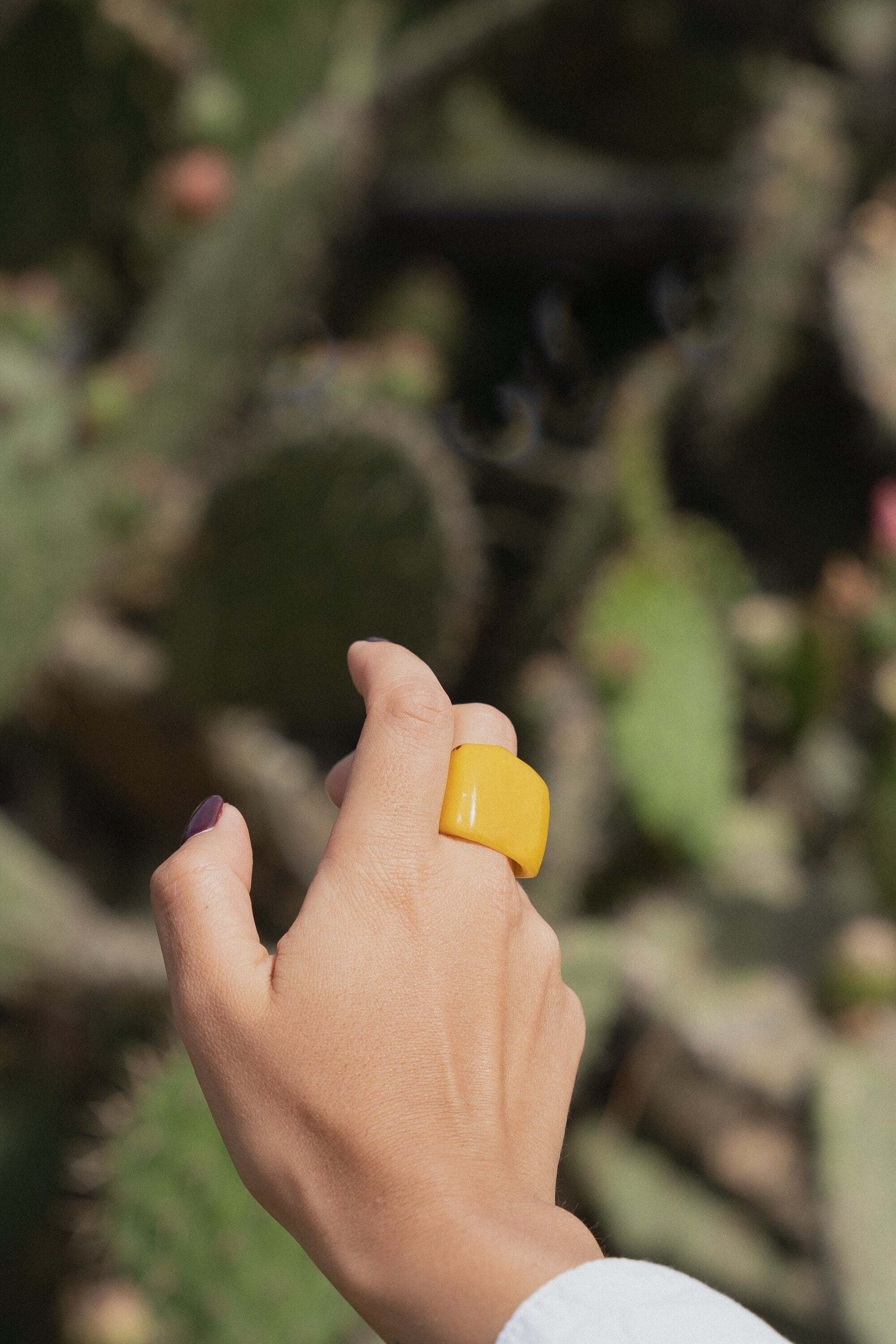 Glossy Canary Yellow Tagua Nut Ring.