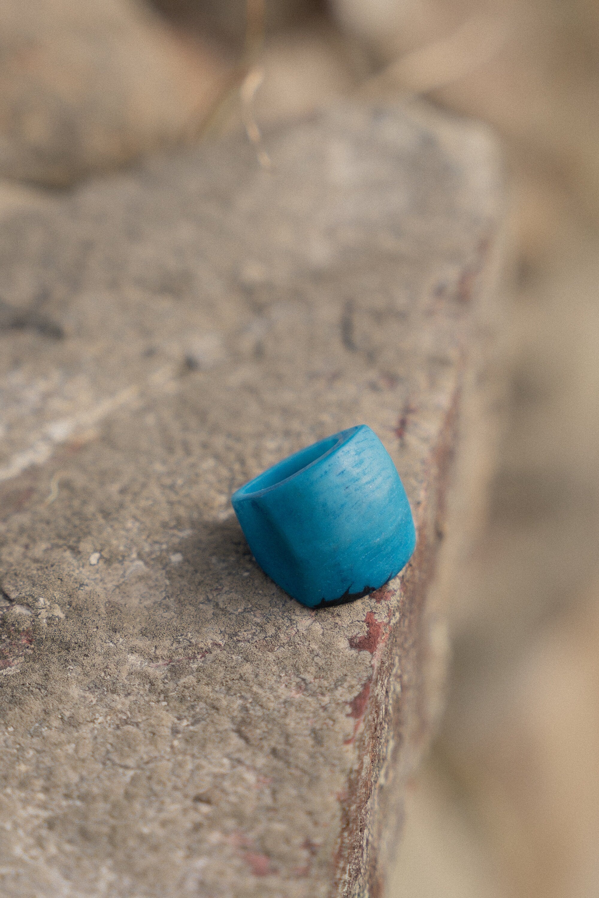 Matte Blue Tagua Nut Ring.