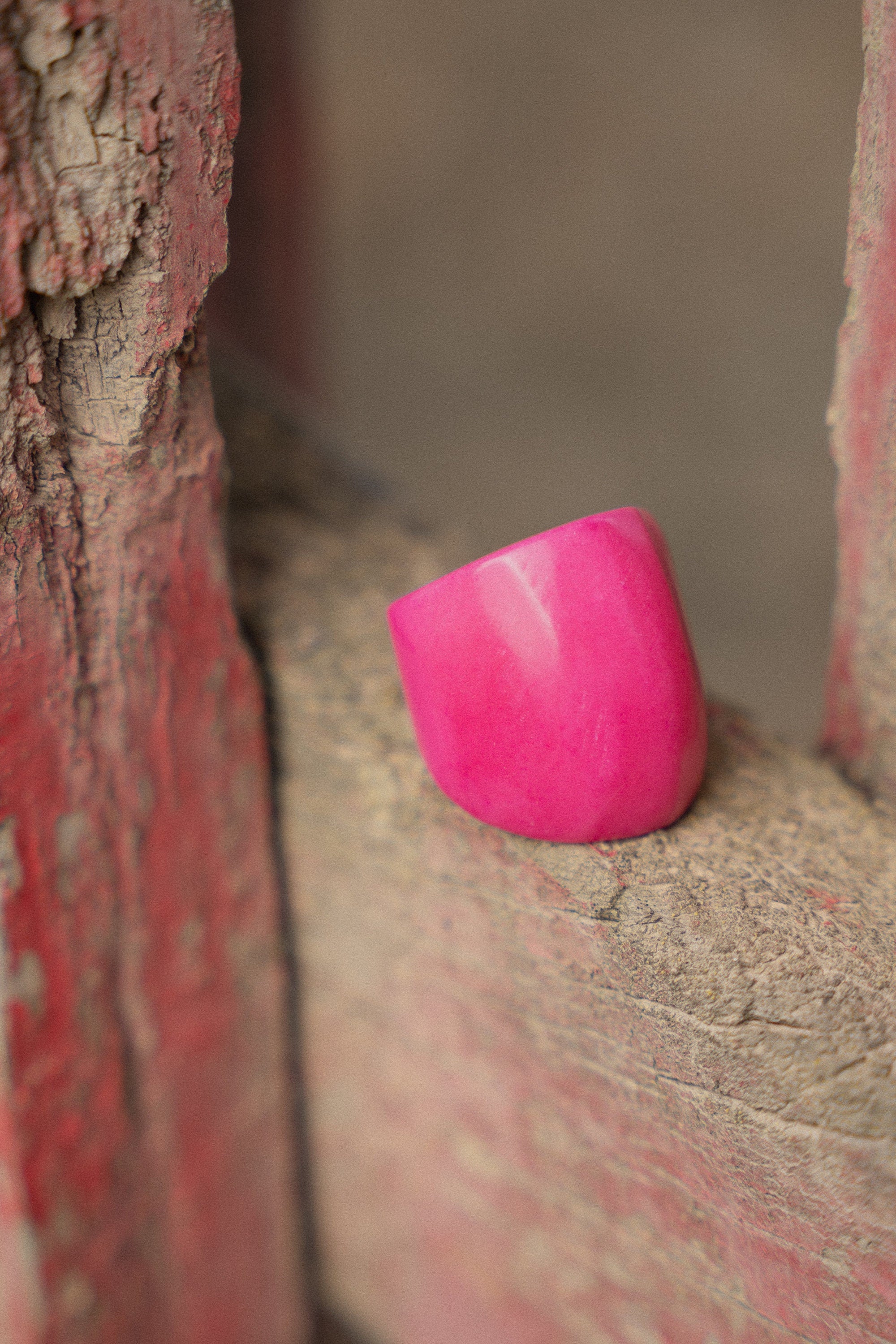 Fuchsia Tagua Nut Ring: Bold Artisan Boho Jewelry.