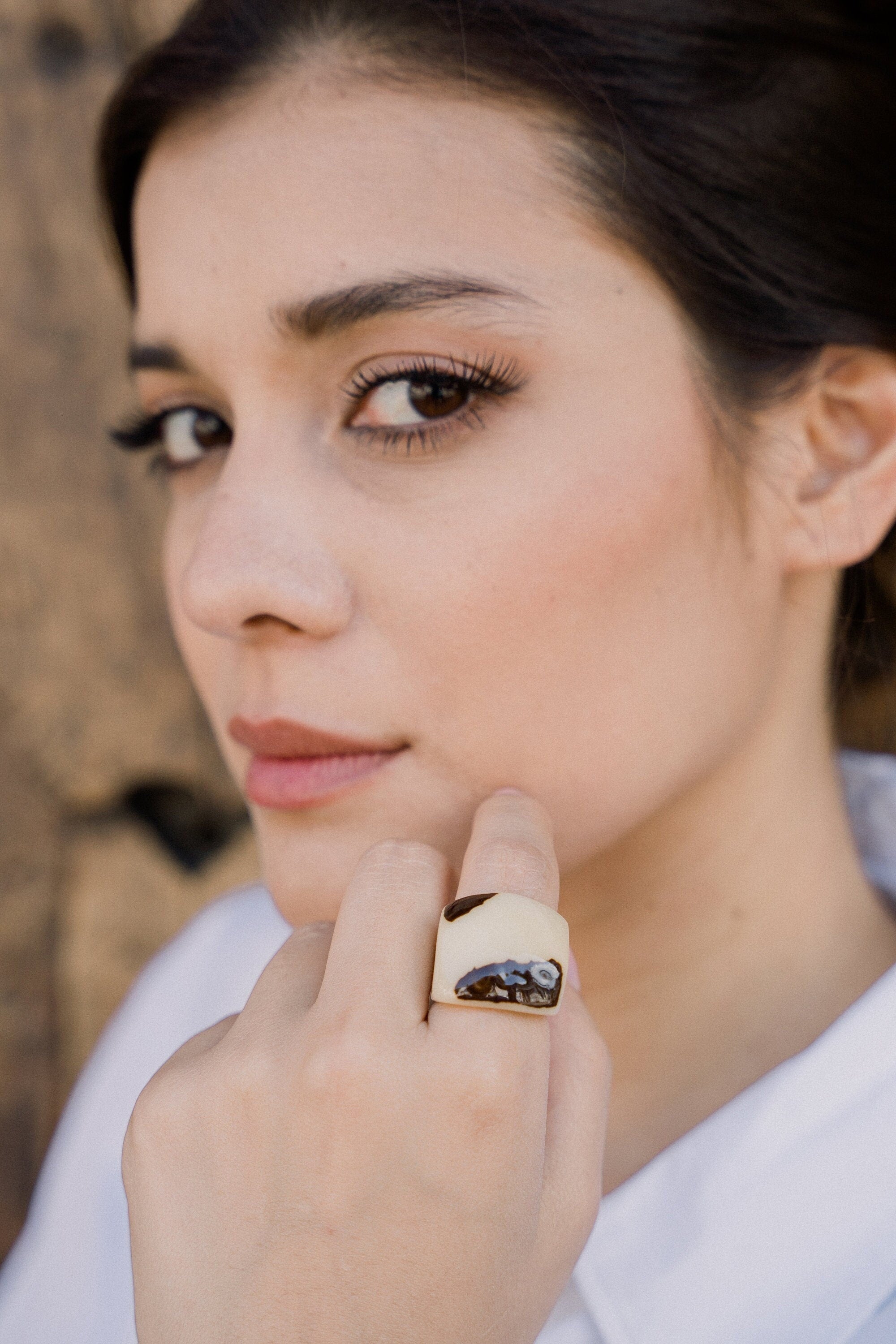 Elegant White Artistic Ring.