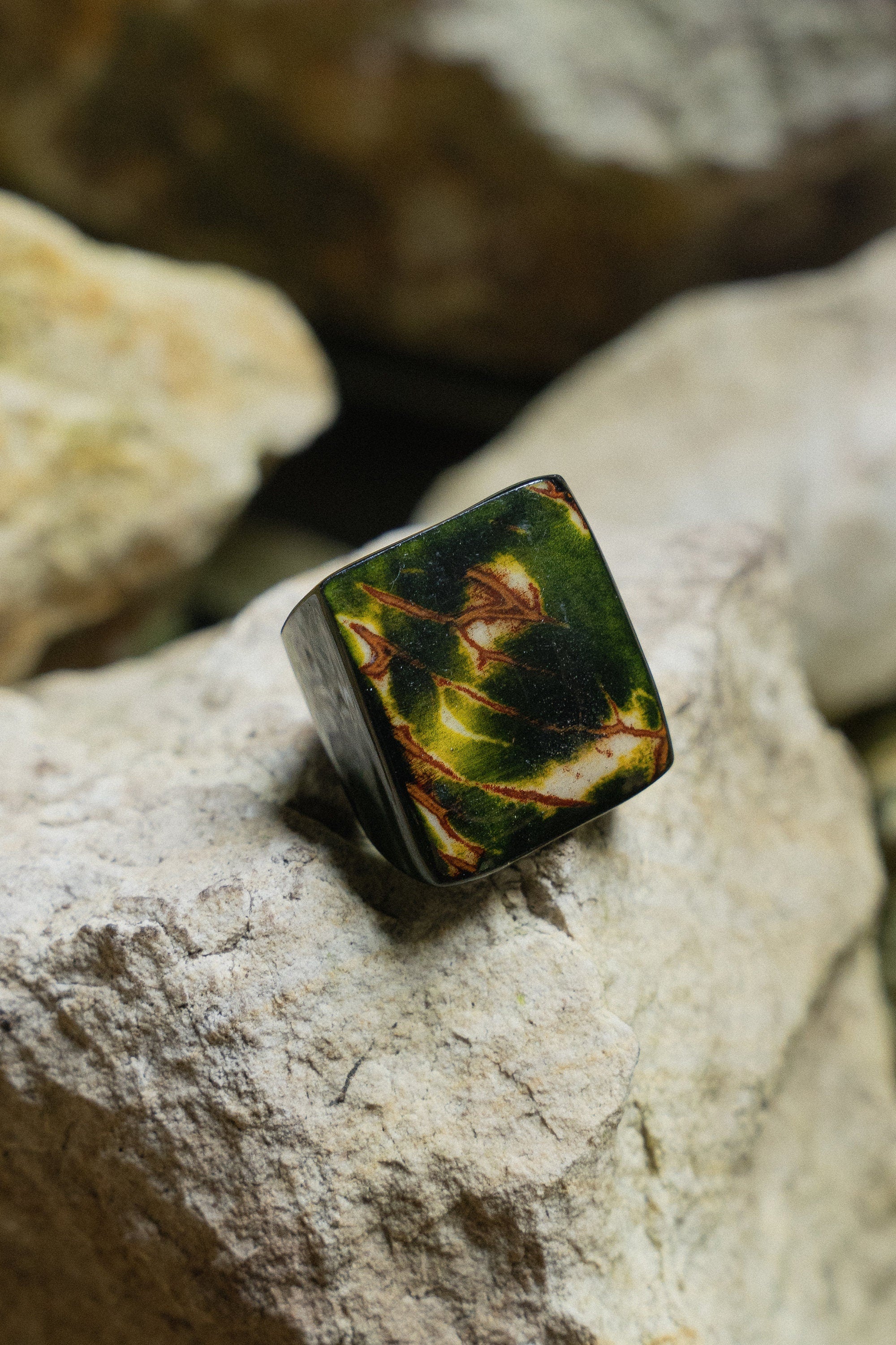 Vibrant Green Tagua Nut Ring.