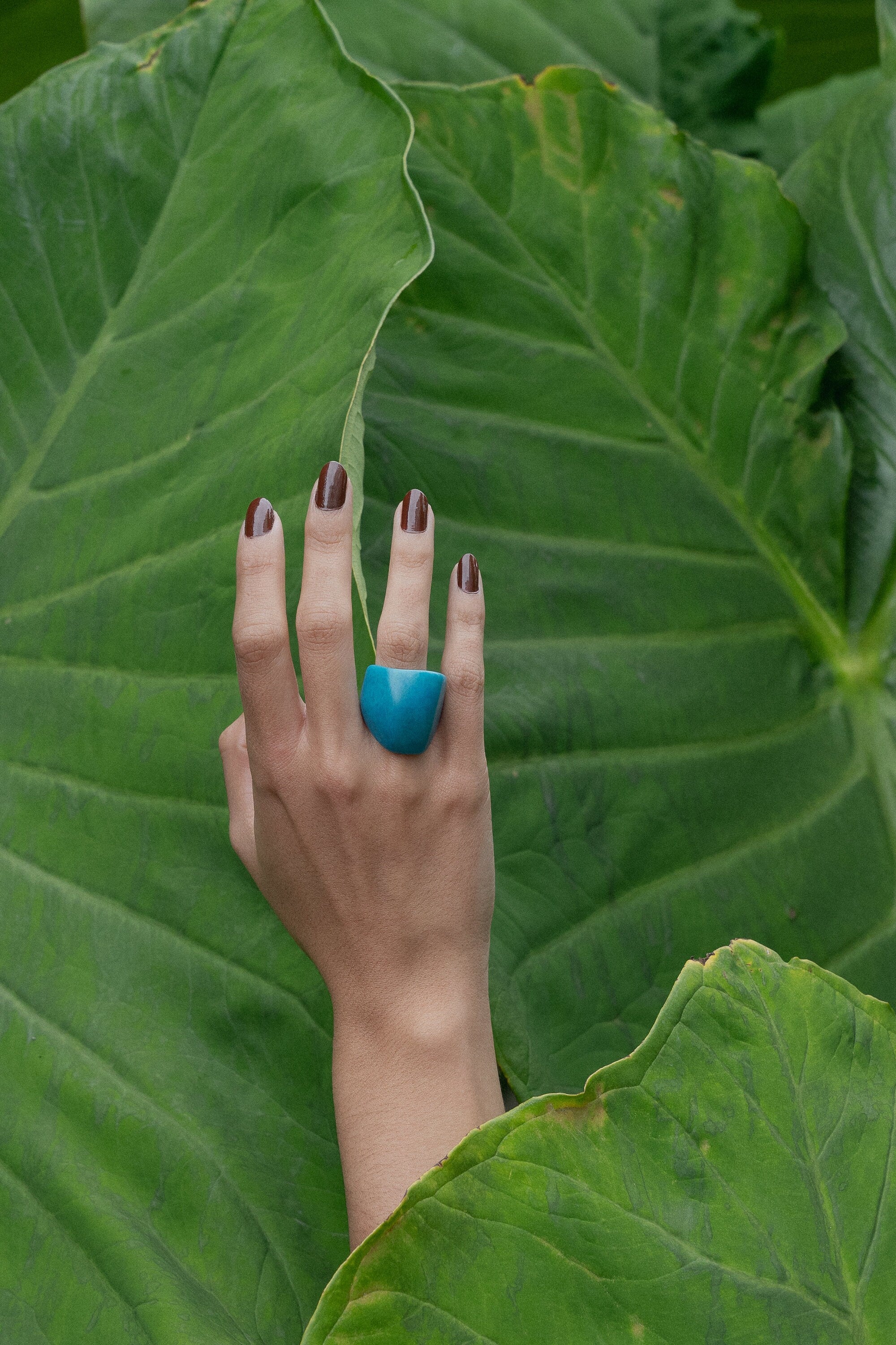 Matte Blue Tagua Nut Ring.