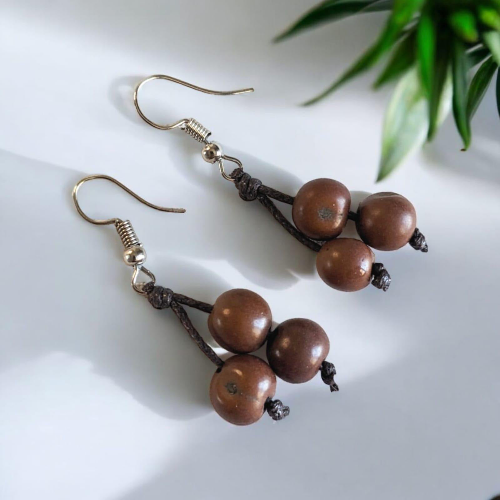 Handmade Açaí Seed Earrings.