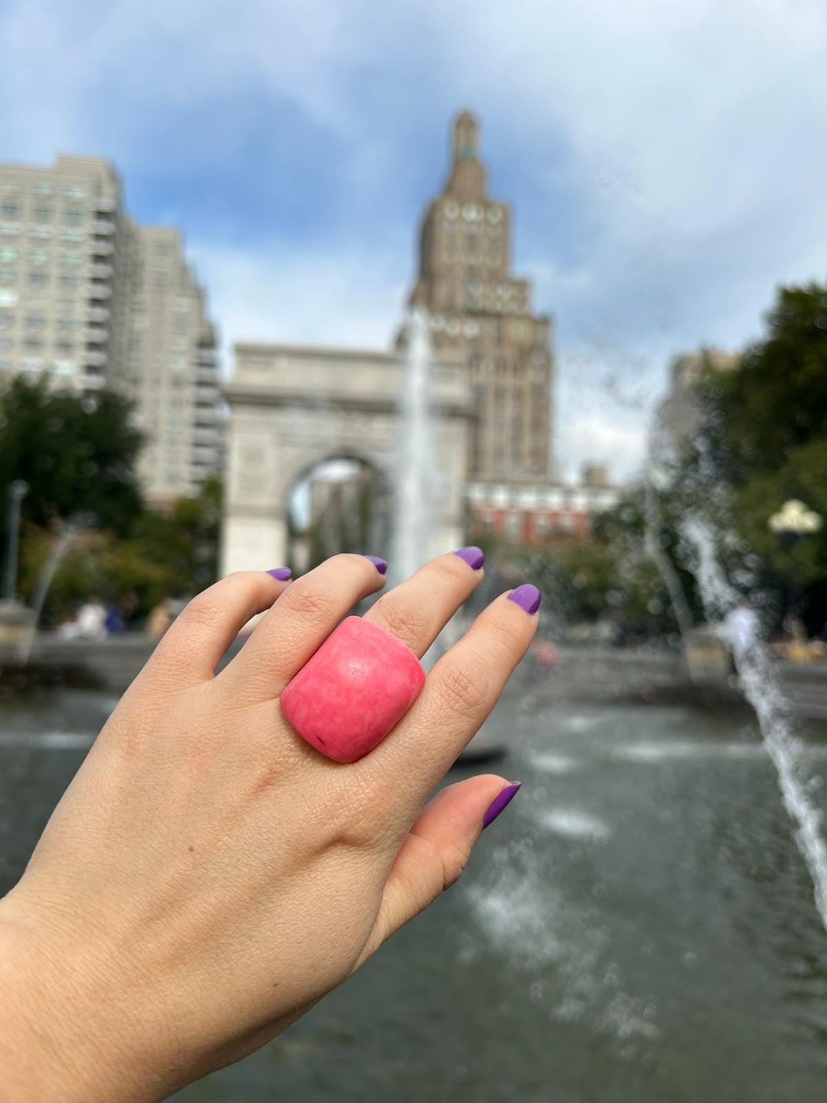 Matte Pink Wide Band Ring.