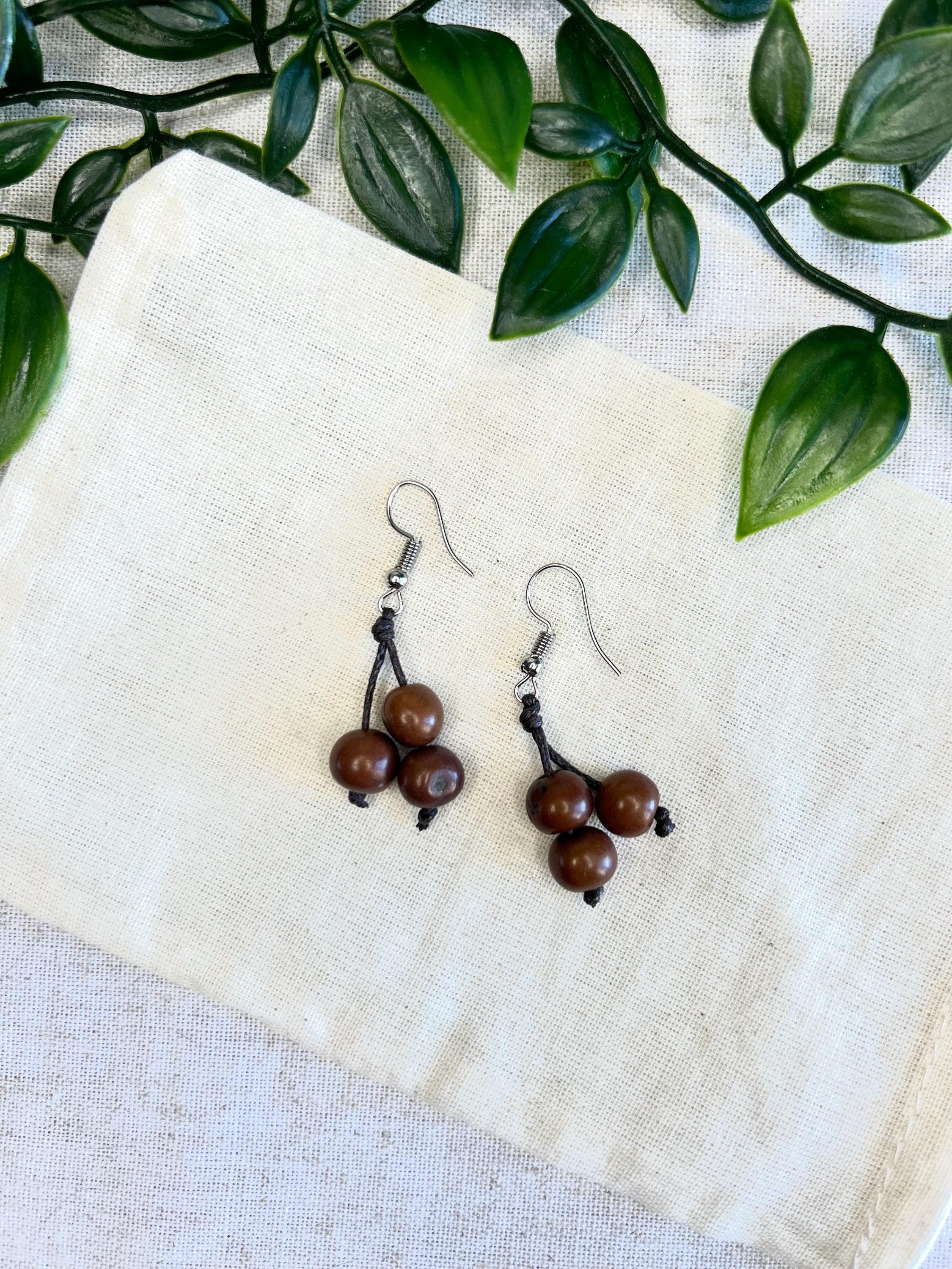 Handmade Açaí Seed Earrings.