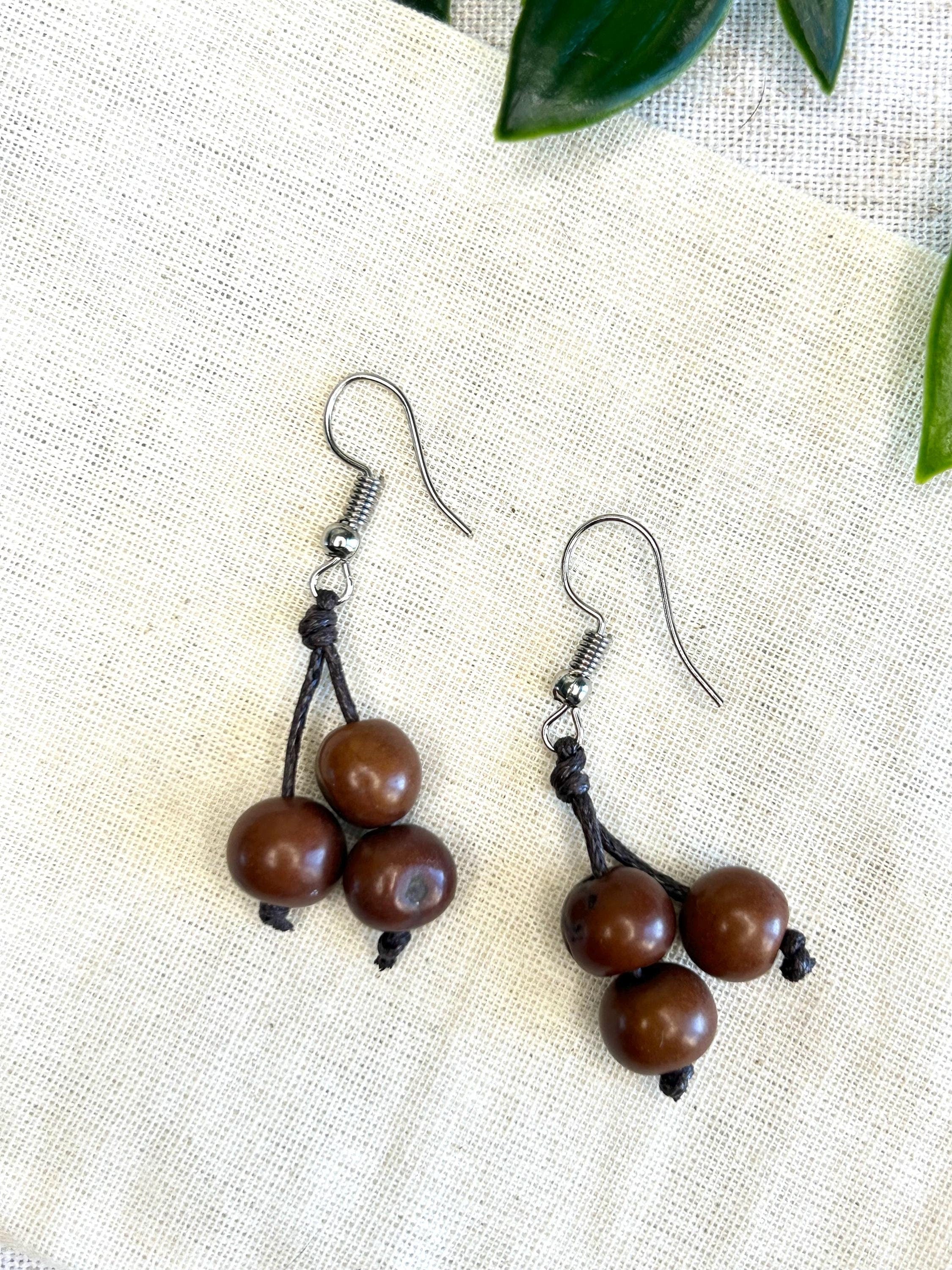 Handmade Açaí Seed Earrings.