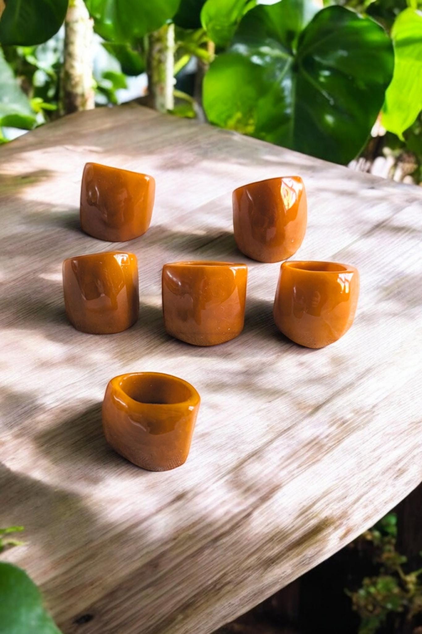 Chunky Yellow Tagua Nut Statement Ring.