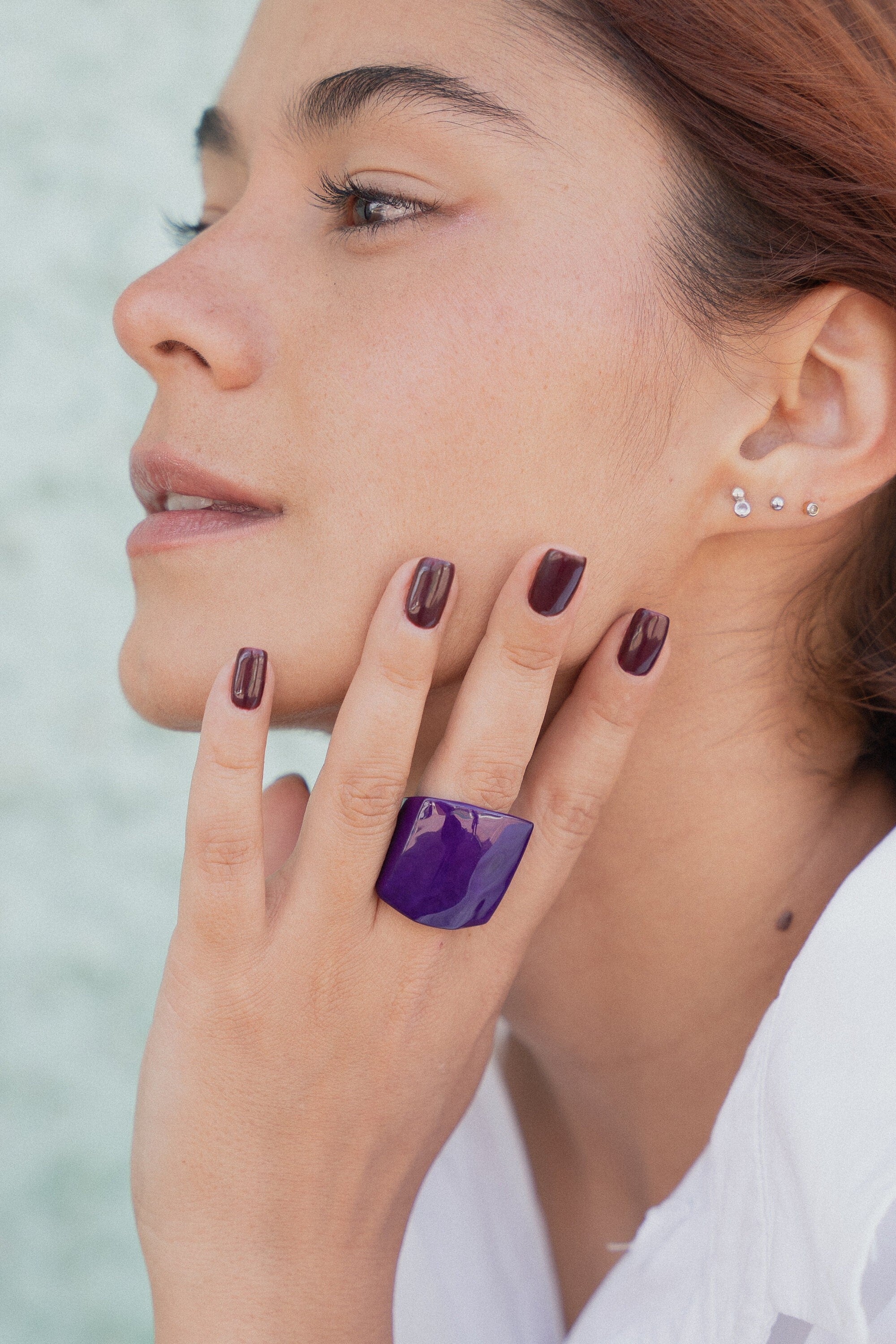 Purple Tagua Nut Statement Ring.