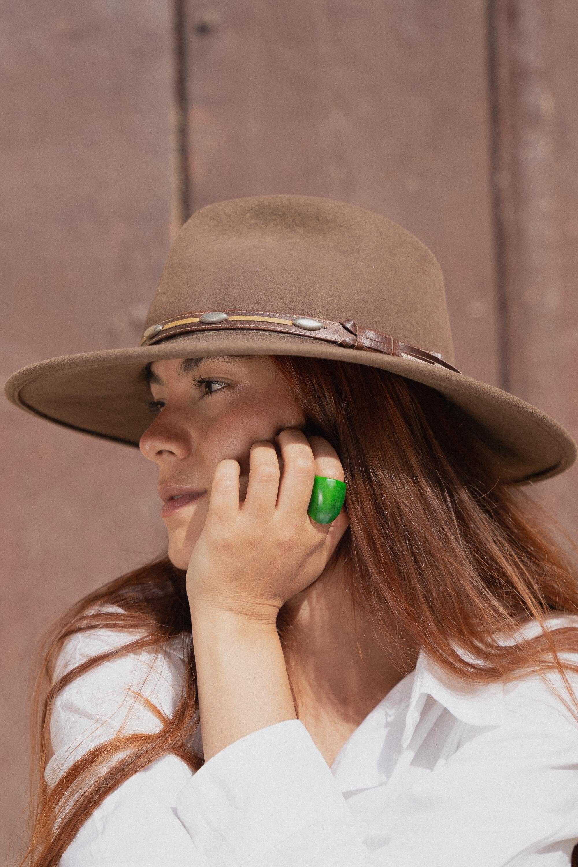Chunky Lime Green Statement Ring .