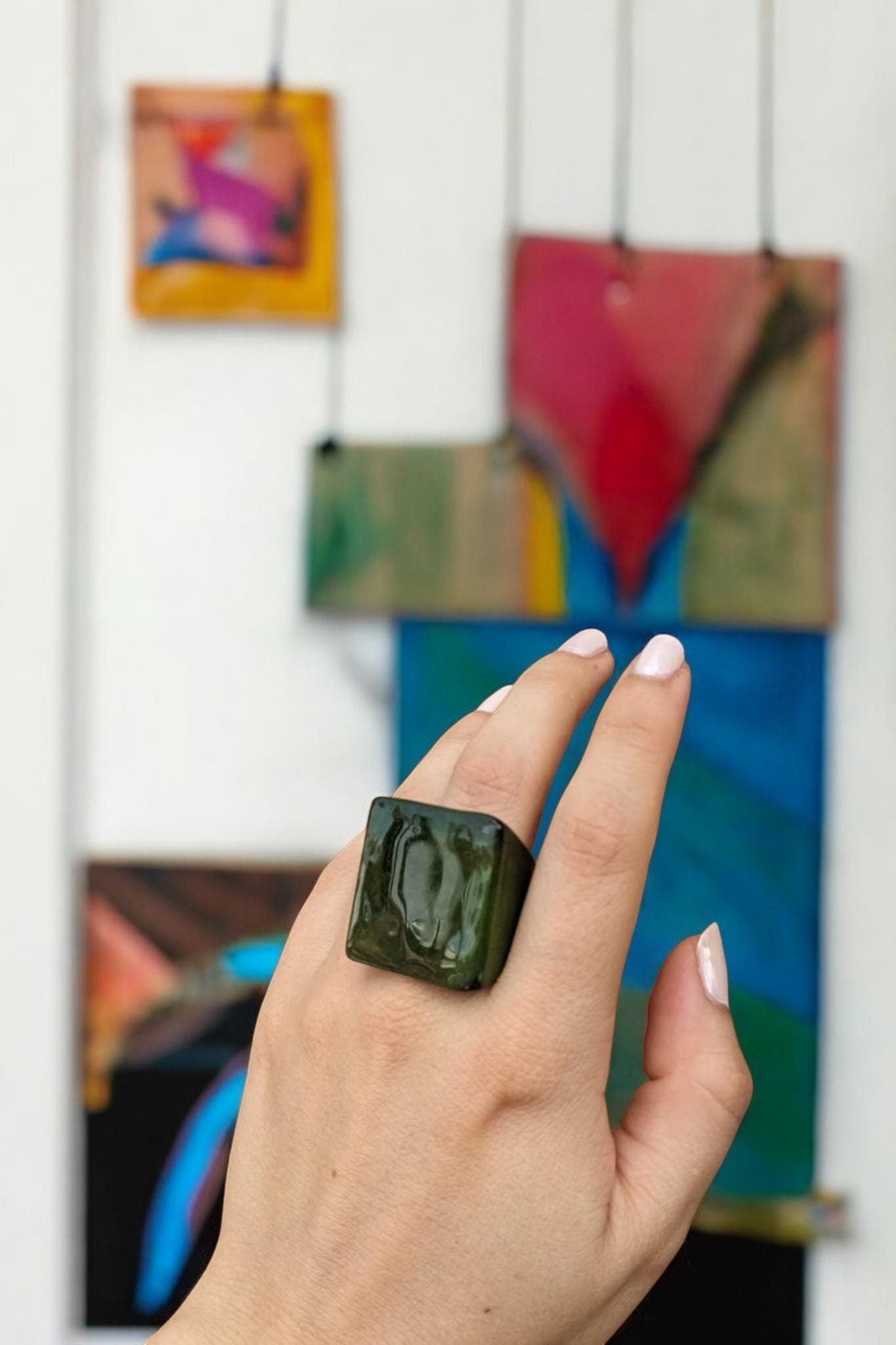 Dark Green Chunky Ring.
