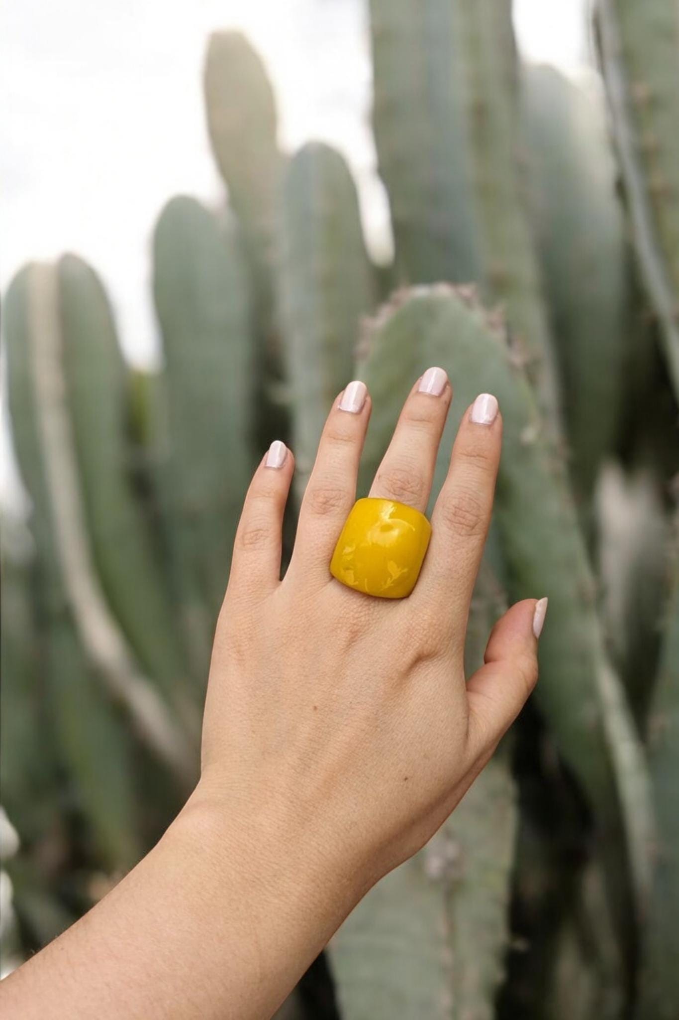 Glossy Canary Yellow Tagua Nut Ring.