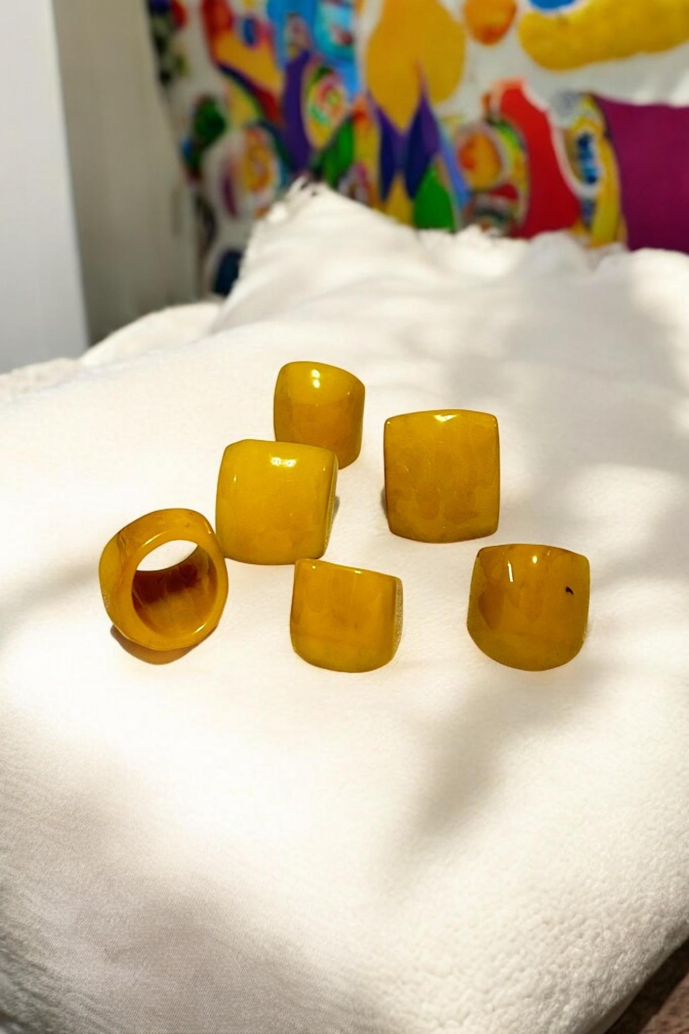 Glossy Canary Yellow Tagua Nut Ring.