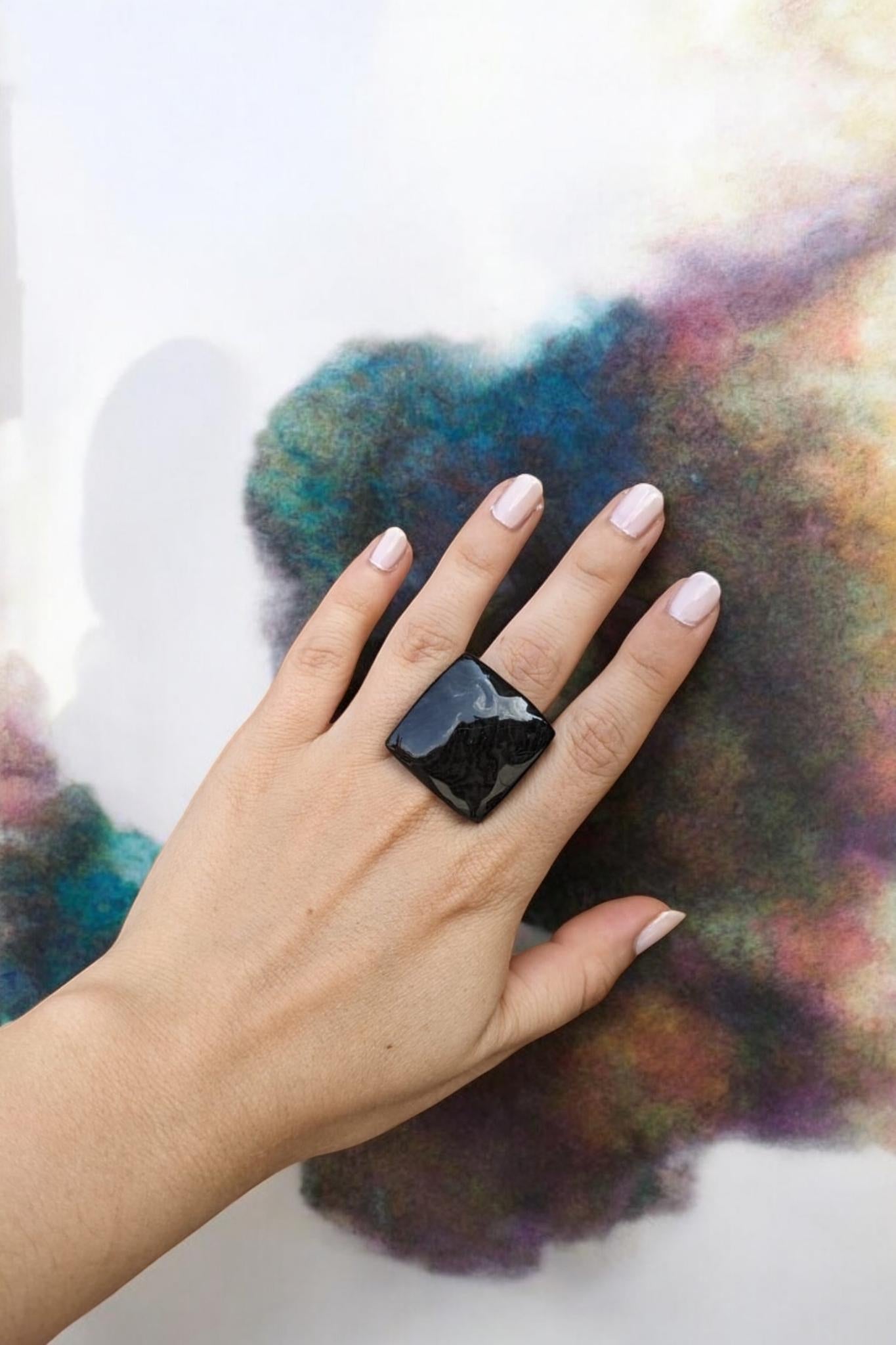 Gray Green Statement Ring. Earthy, Elegant Chunky Ring.