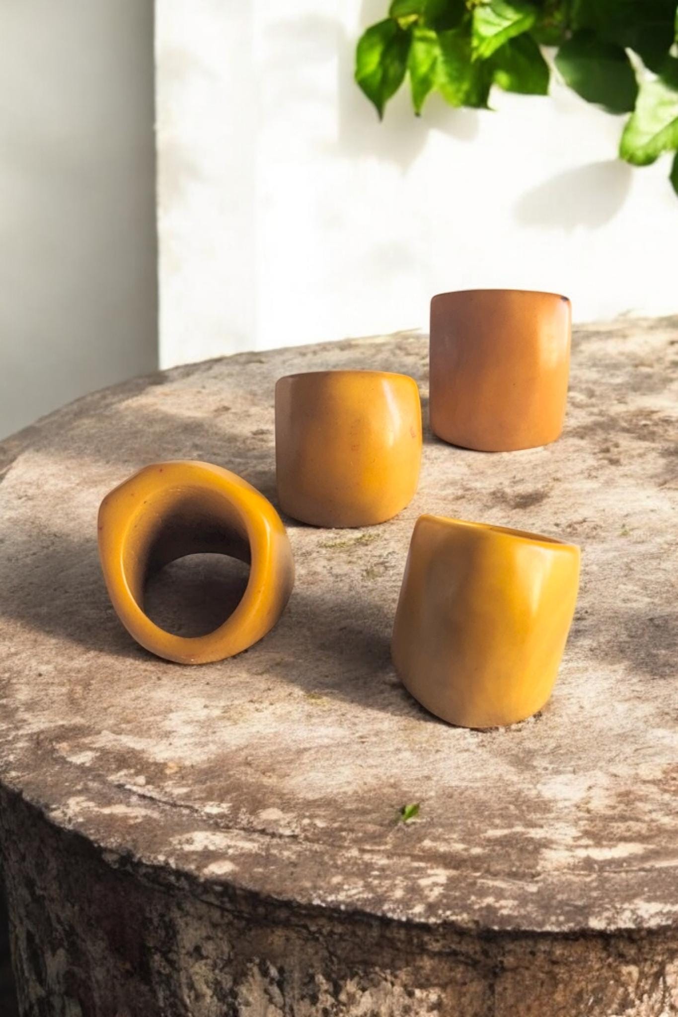 Burned Yellow Tagua Nut Ring.
